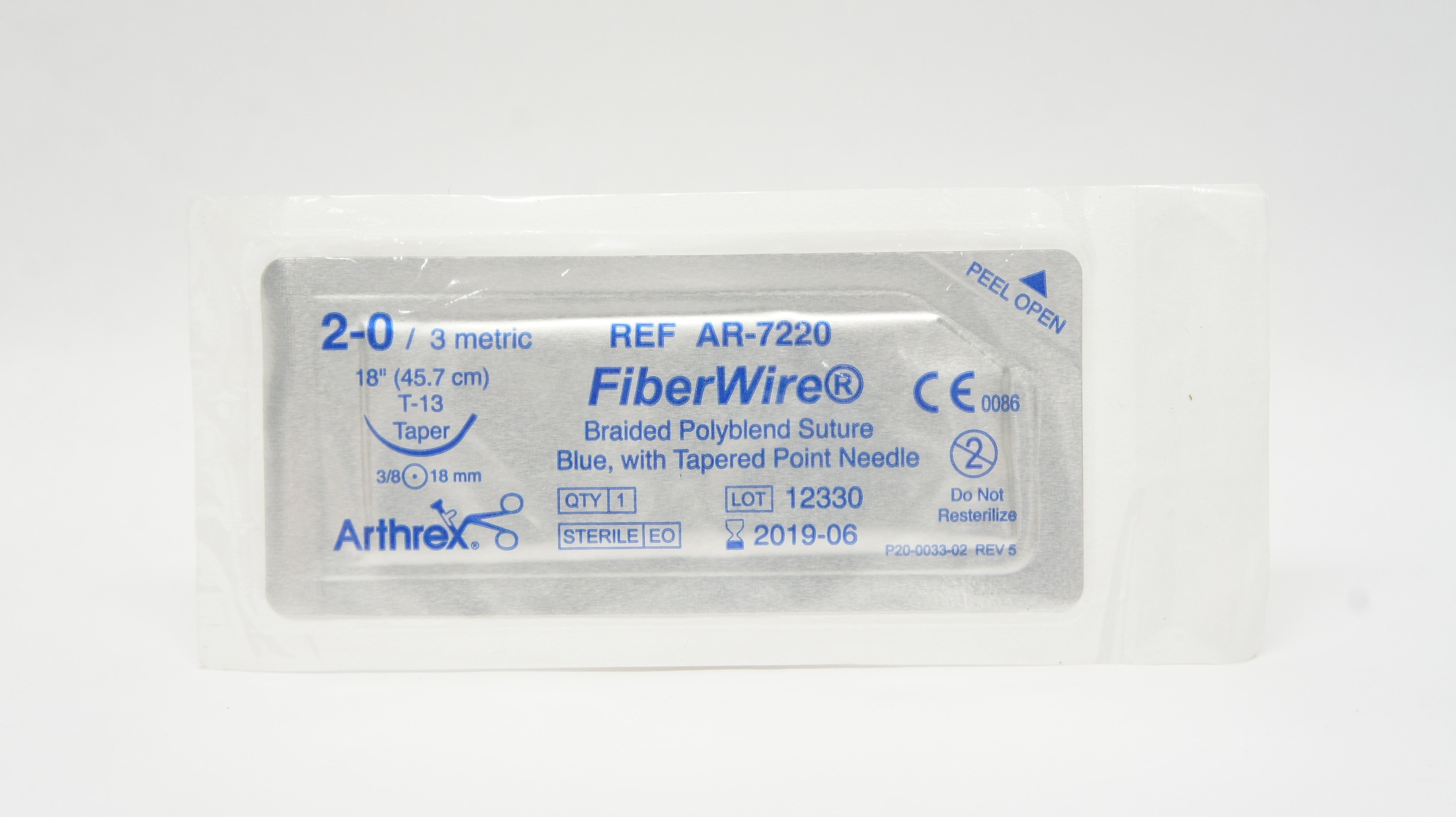 Arthrex AR-7220 2-0 FIBERWIRE 18mm 3/8 T-13 Taper 18inch (x)