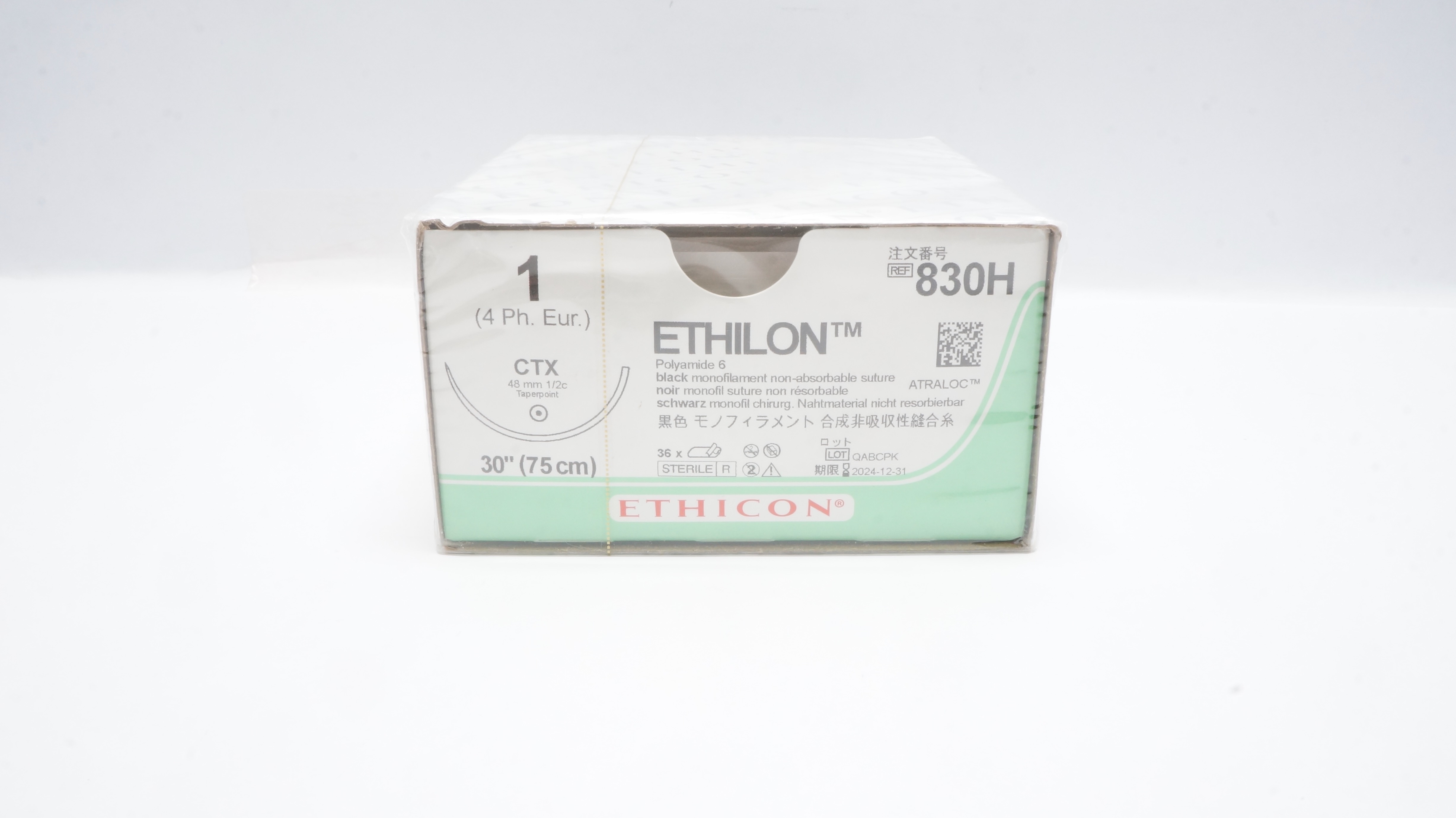 Ethicon 830H 1 Ethilon Stre CTX 48mm 1/2c Taperpoint 30inch (x) - Box of 36