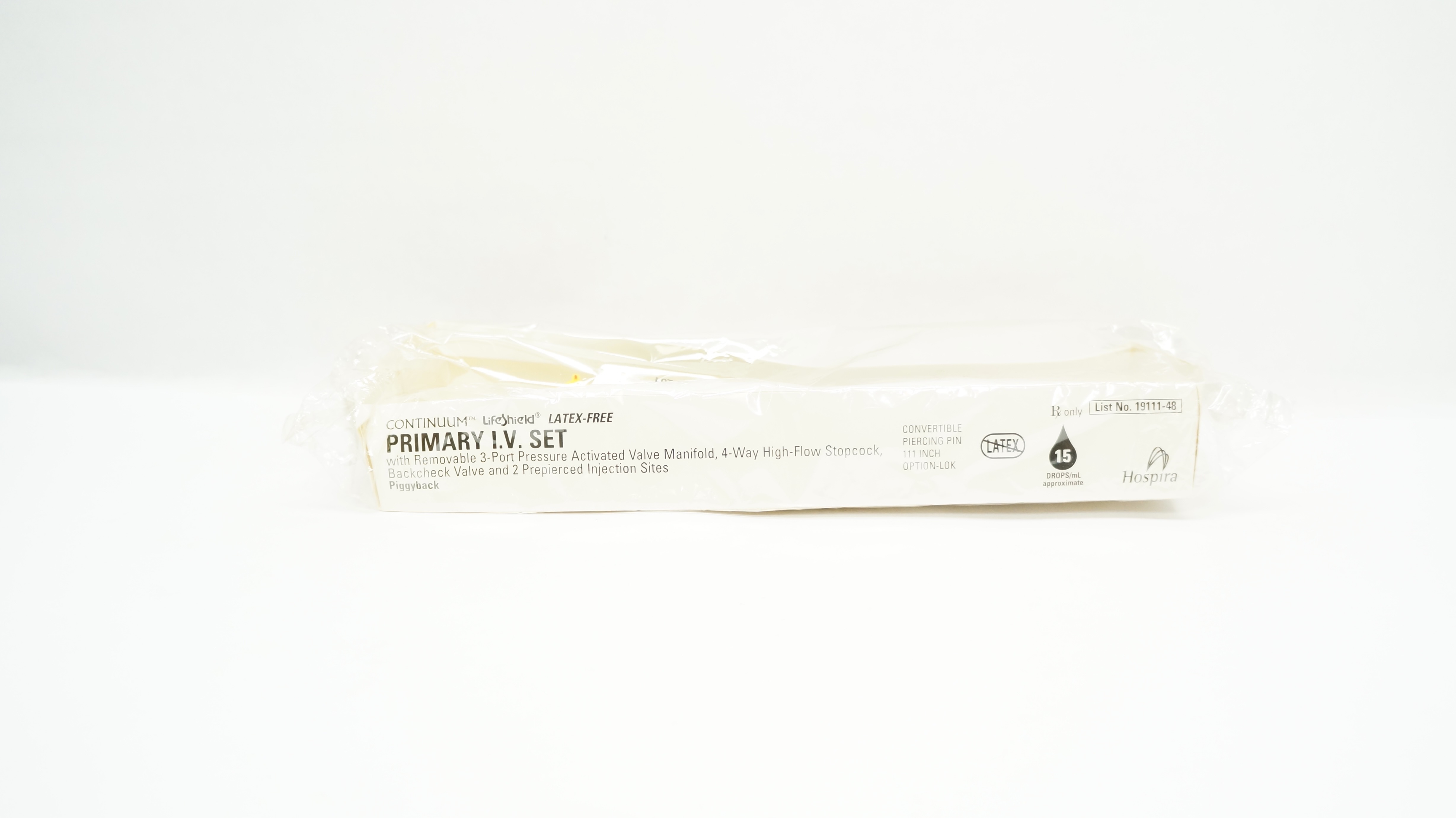 Hospira 1911148 Continuum LifeShield Piggyback Primary I.V. Set, 111inch