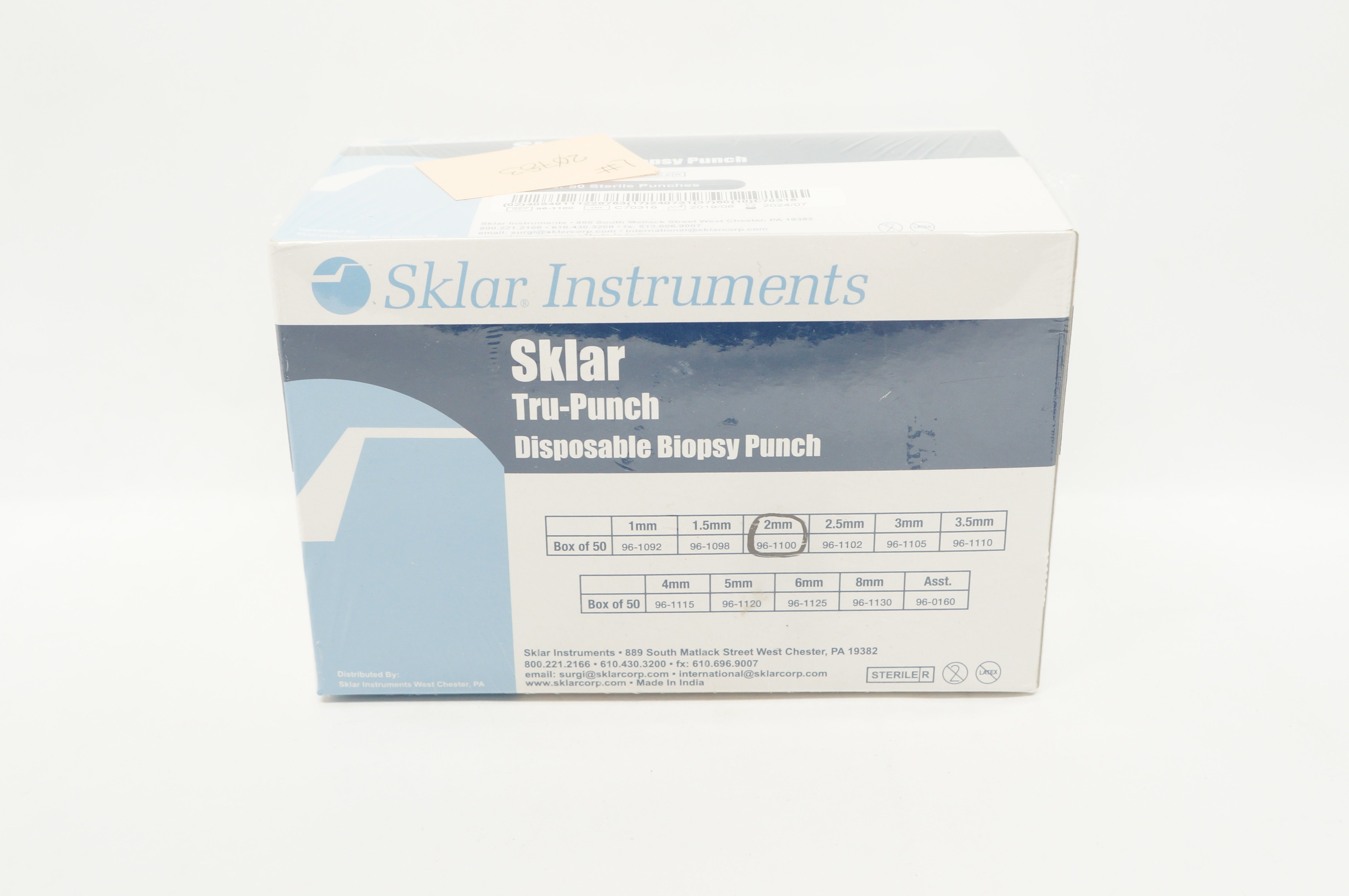 Sklar 961100 TruPunch Disposable Biopsy Punch 2mm Box of 50