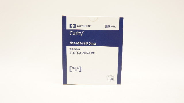 Covidien 6112 Curity Non-Adherent Strips Oil Emulsion 3 x 3 inch - Box of 50