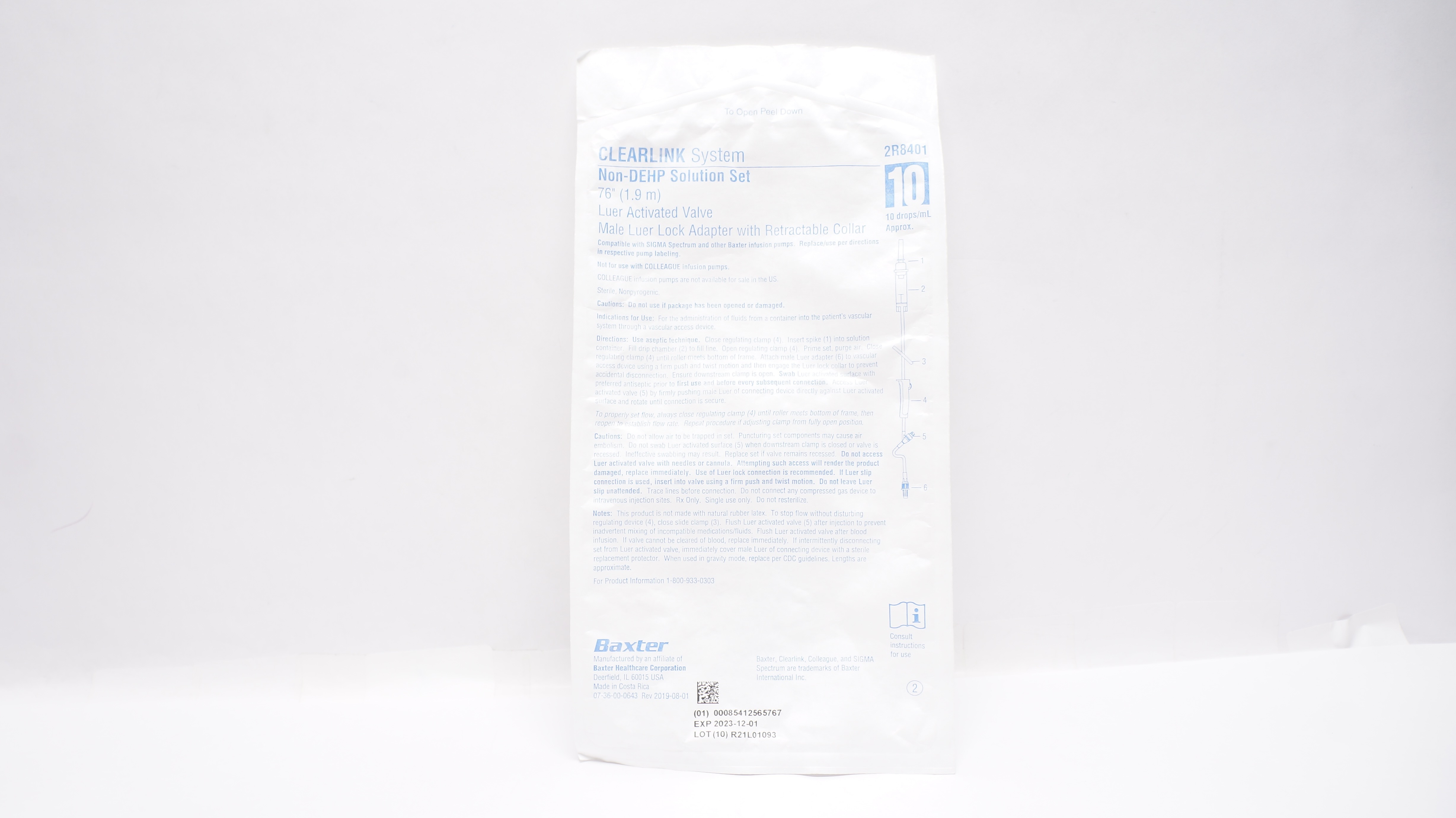 Baxter 2R8401 Cearlink System Non-Dehp Solution Set 76inch 10Drops/mL (x)