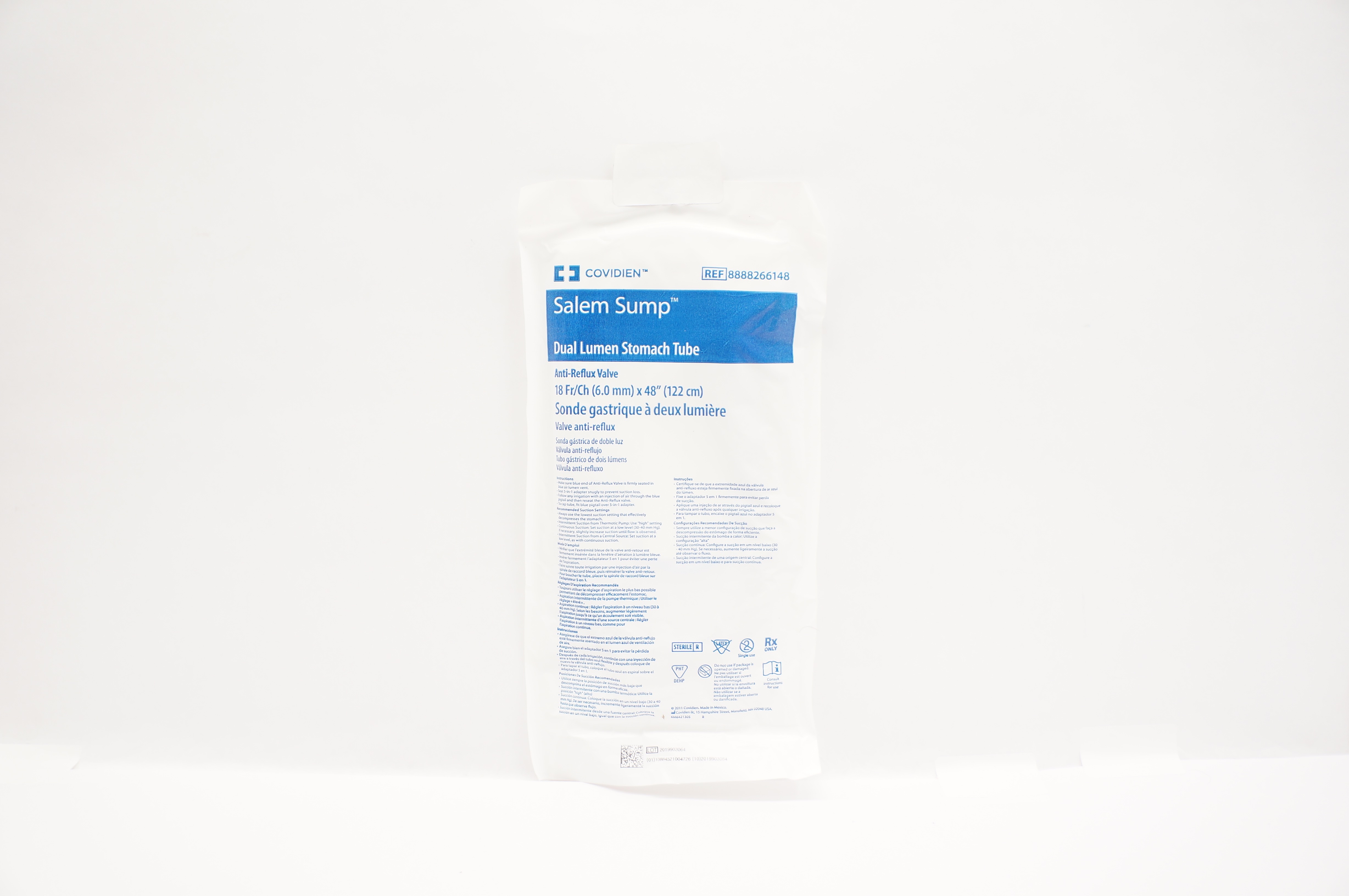 Covidien 8888266148 Salem Sump Dual Lumen Stomach Tube 18Fr/Ch x 48inch
