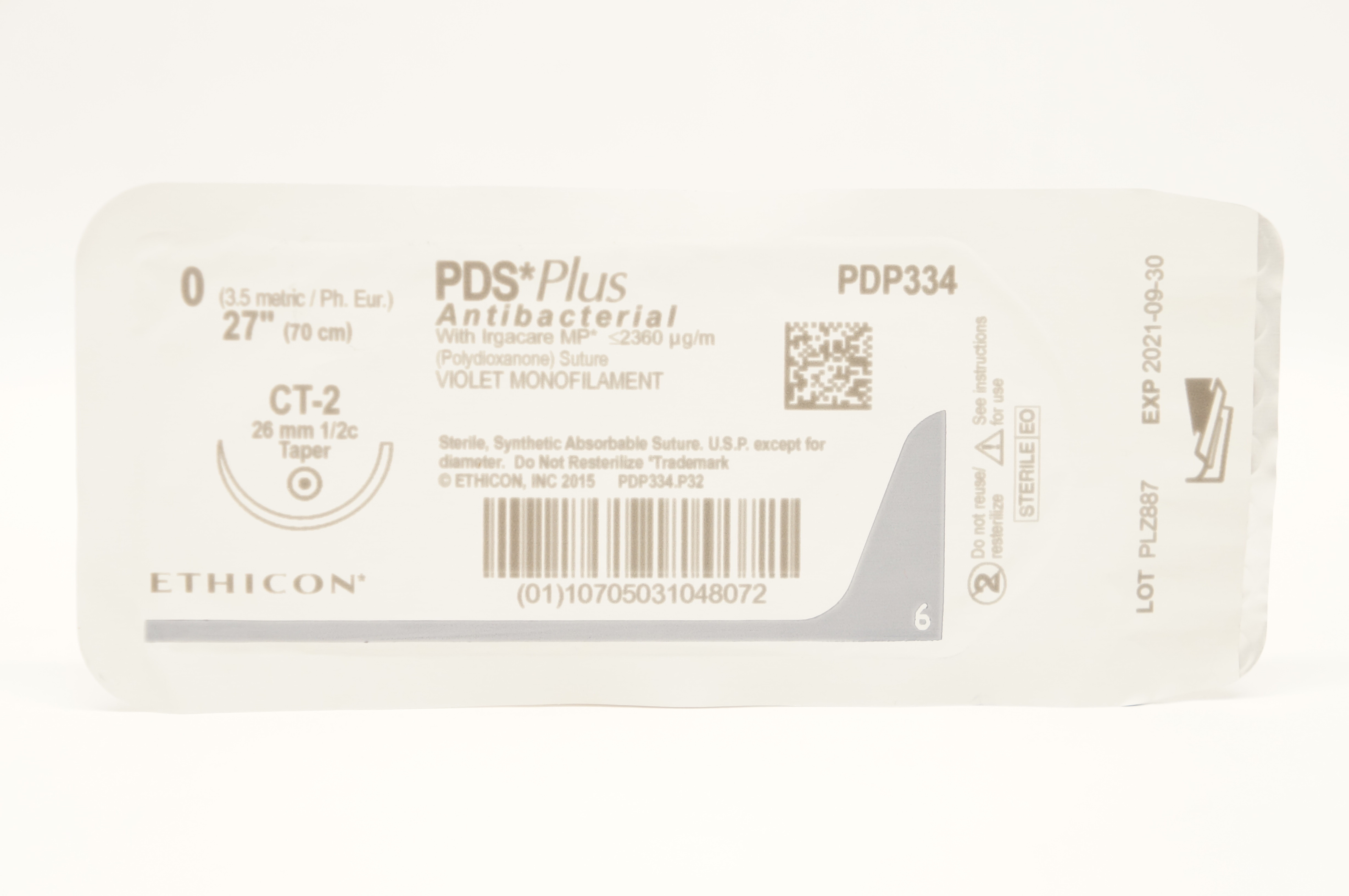 Ethicon PDP334 0 PDS Plus Antibacterial Stre. Violet Monofilament 27inch
