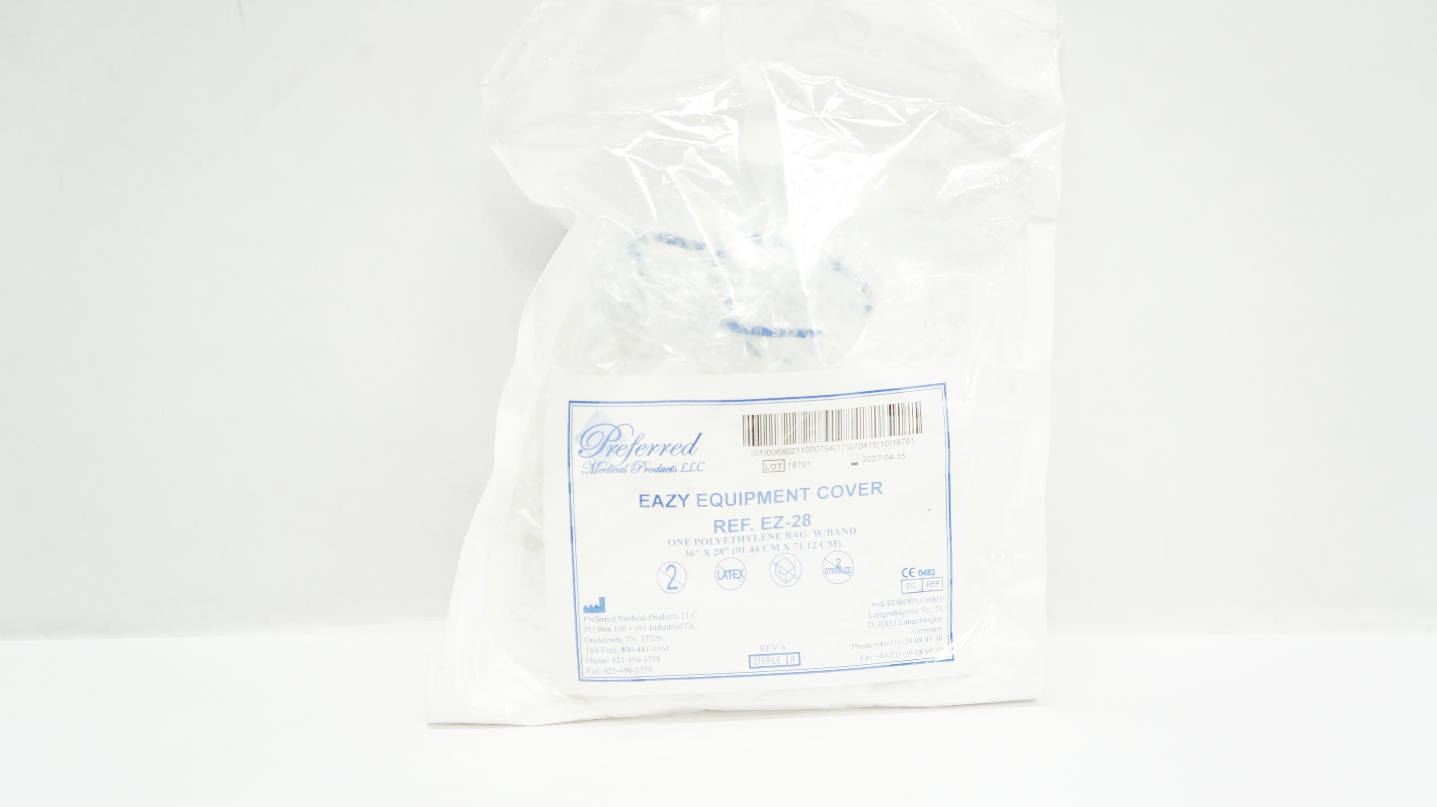Preferred Medical EZ-28 Eazy Equipment Cover, Polyethylene Bag w/Band 36x28inch