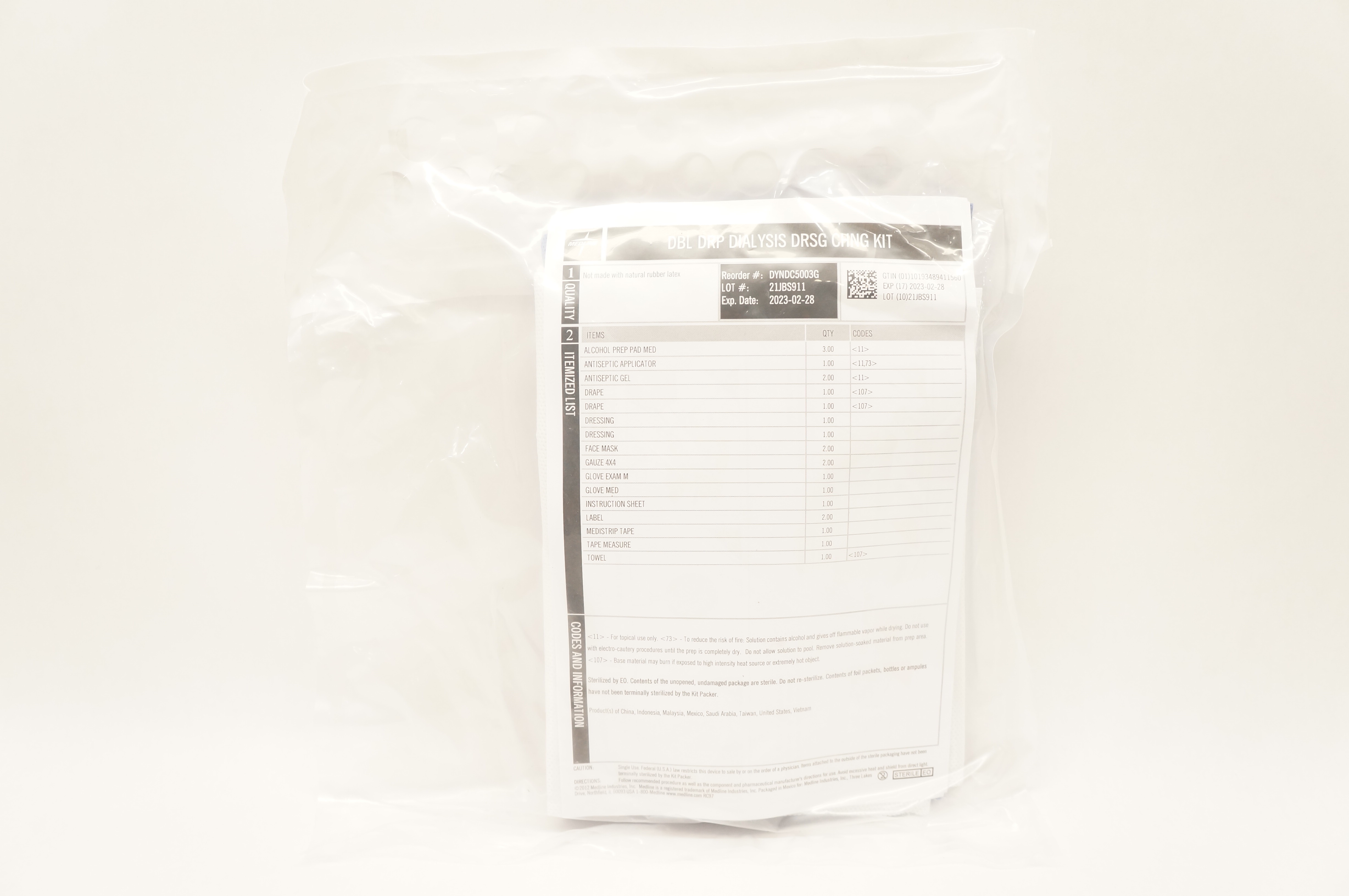 Medline DYNDC5003G Double Drape Dialysis Dressing Change Kit