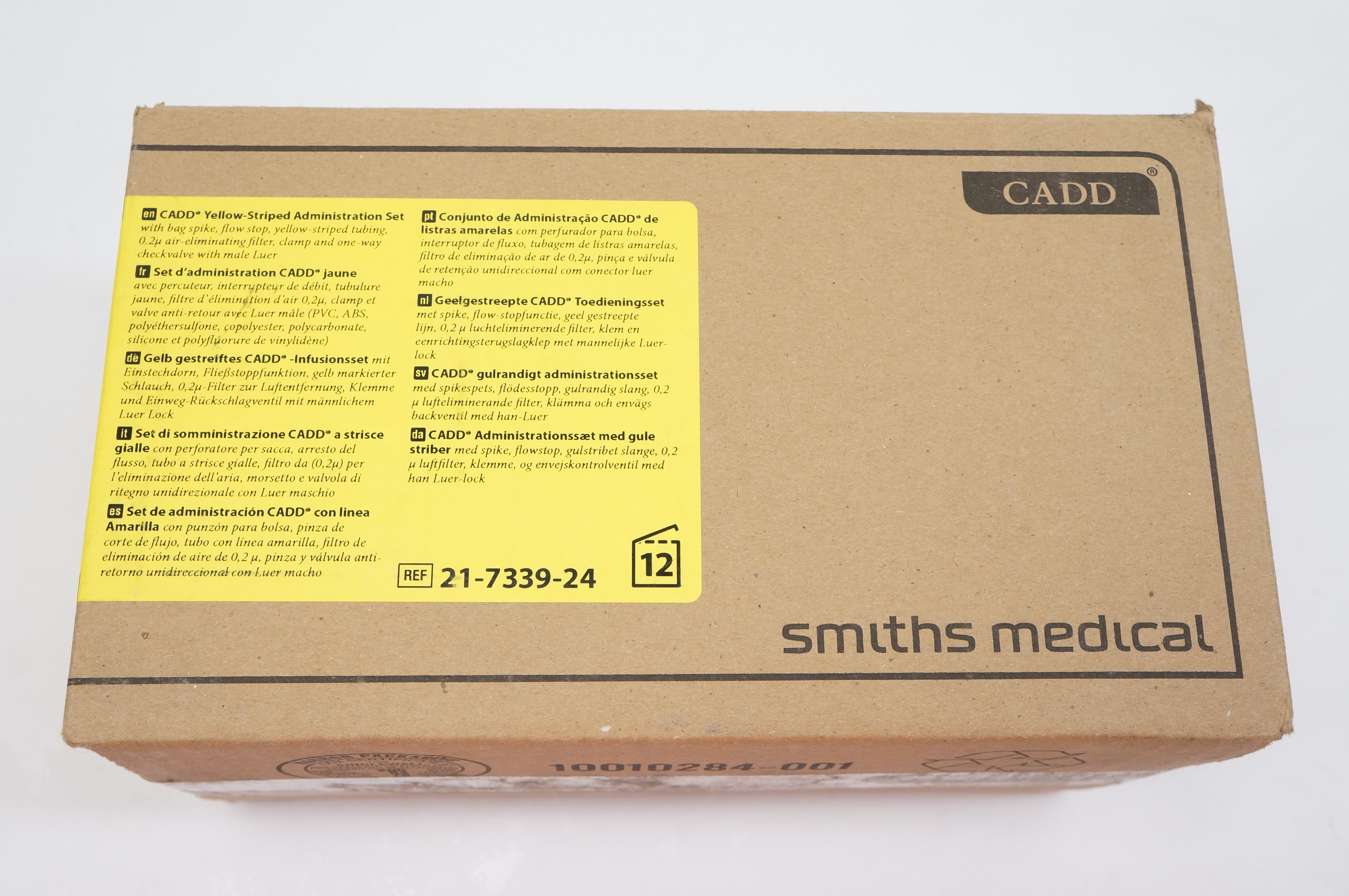 Smiths Medical 21-7339-24 CADD Yellow-Stripped Administrat. Set 130in Box of 12