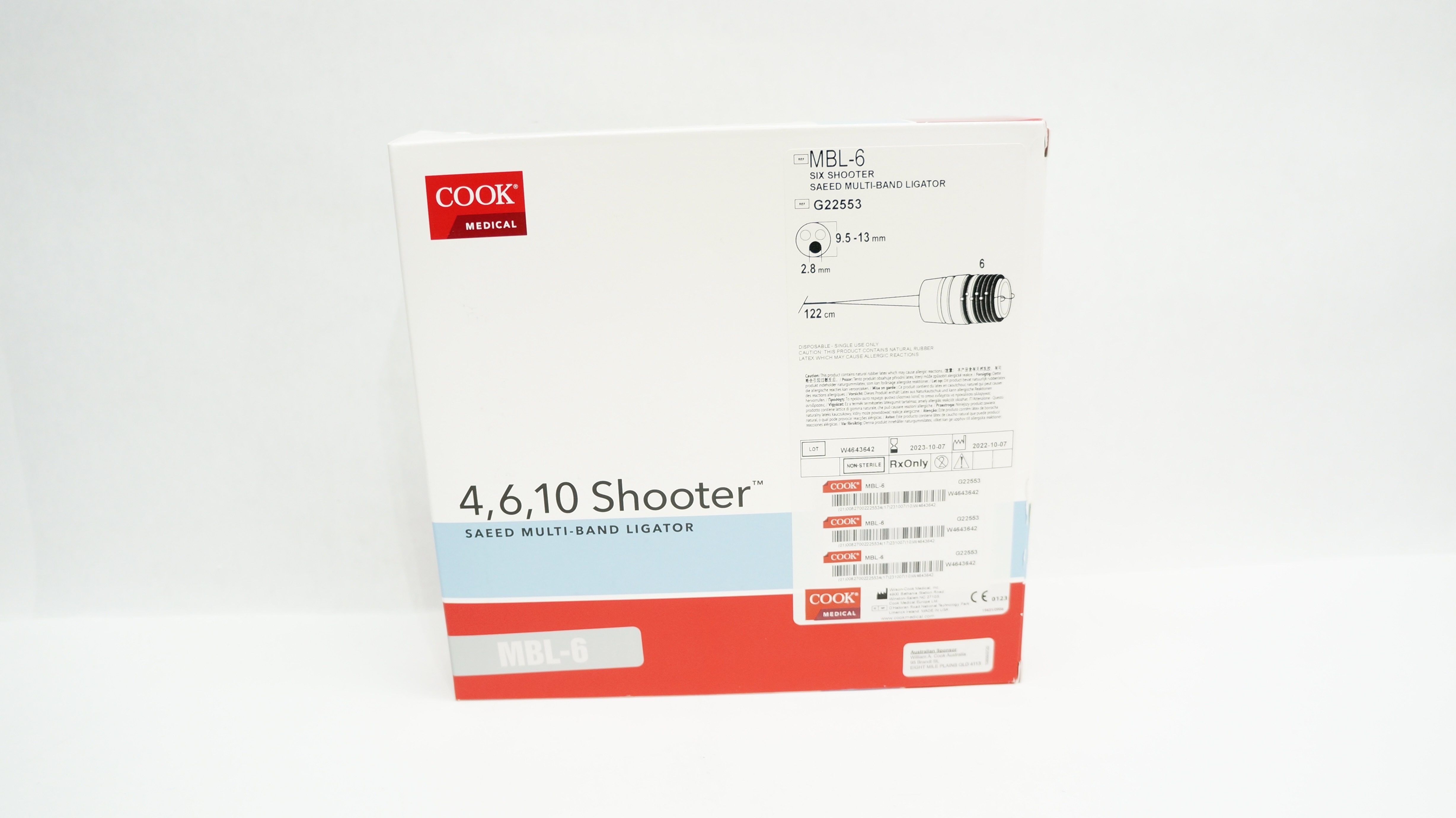 Cook Medical G22553 Six Shooter Saeed Multi-Band Ligator 9.5-13mm x 122cm (x)
