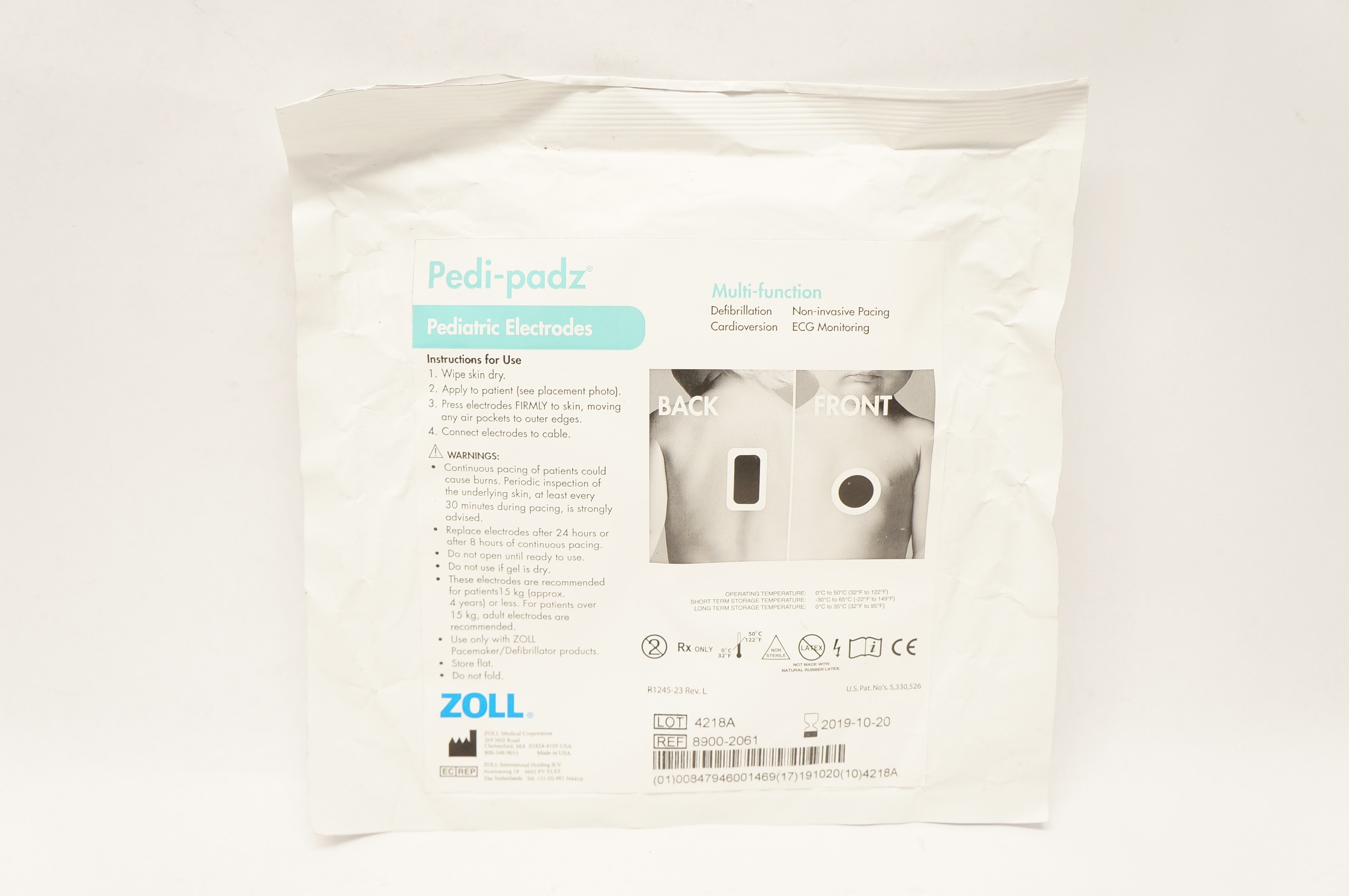 Zoll 8900-2061 Pedi-padz Multi-Function Pediatric Electrodes >4Years >15kg (x)