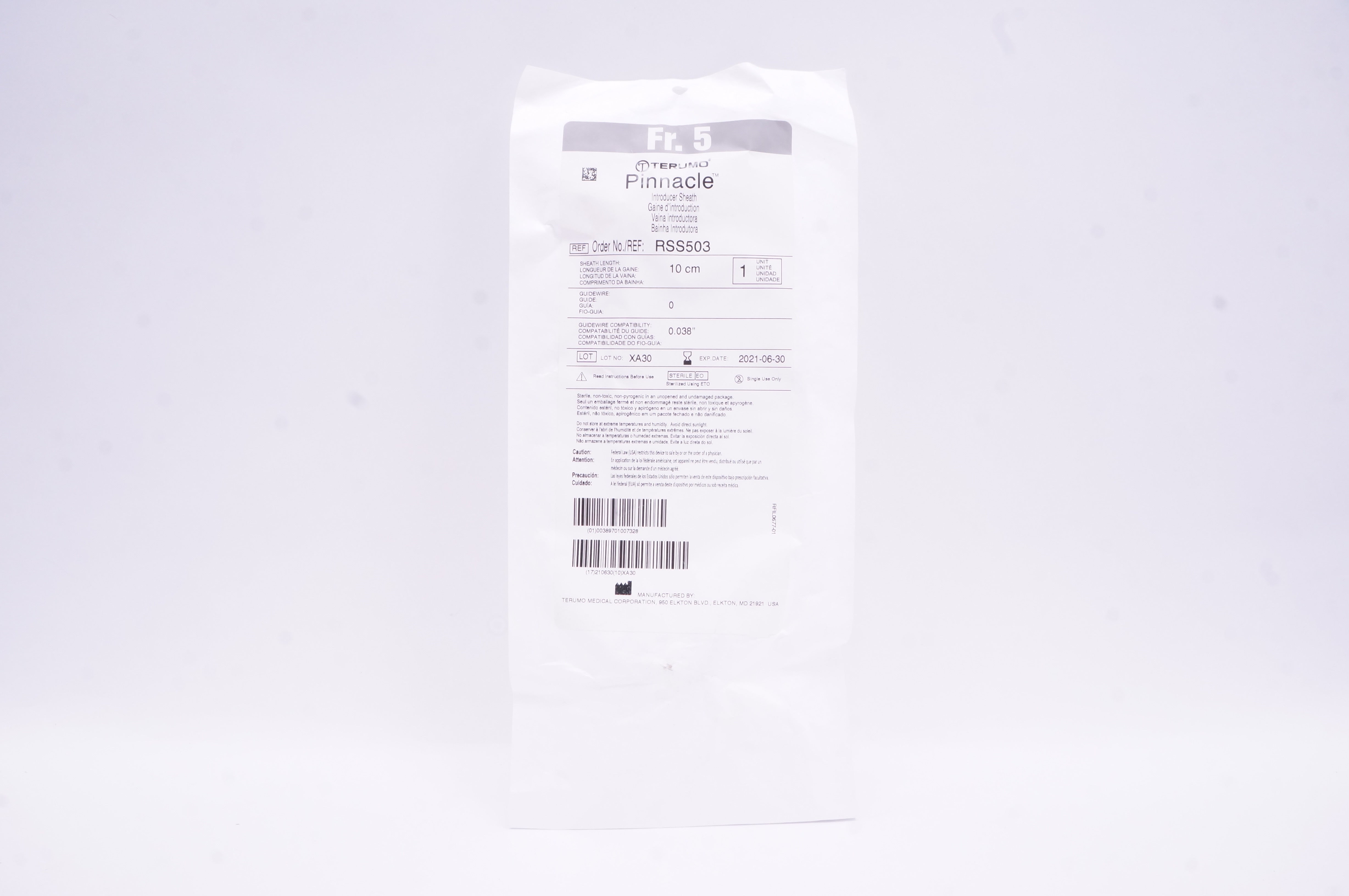 Terumo RSS503 Pinnacle Introducer Sheath 0 x 10cm