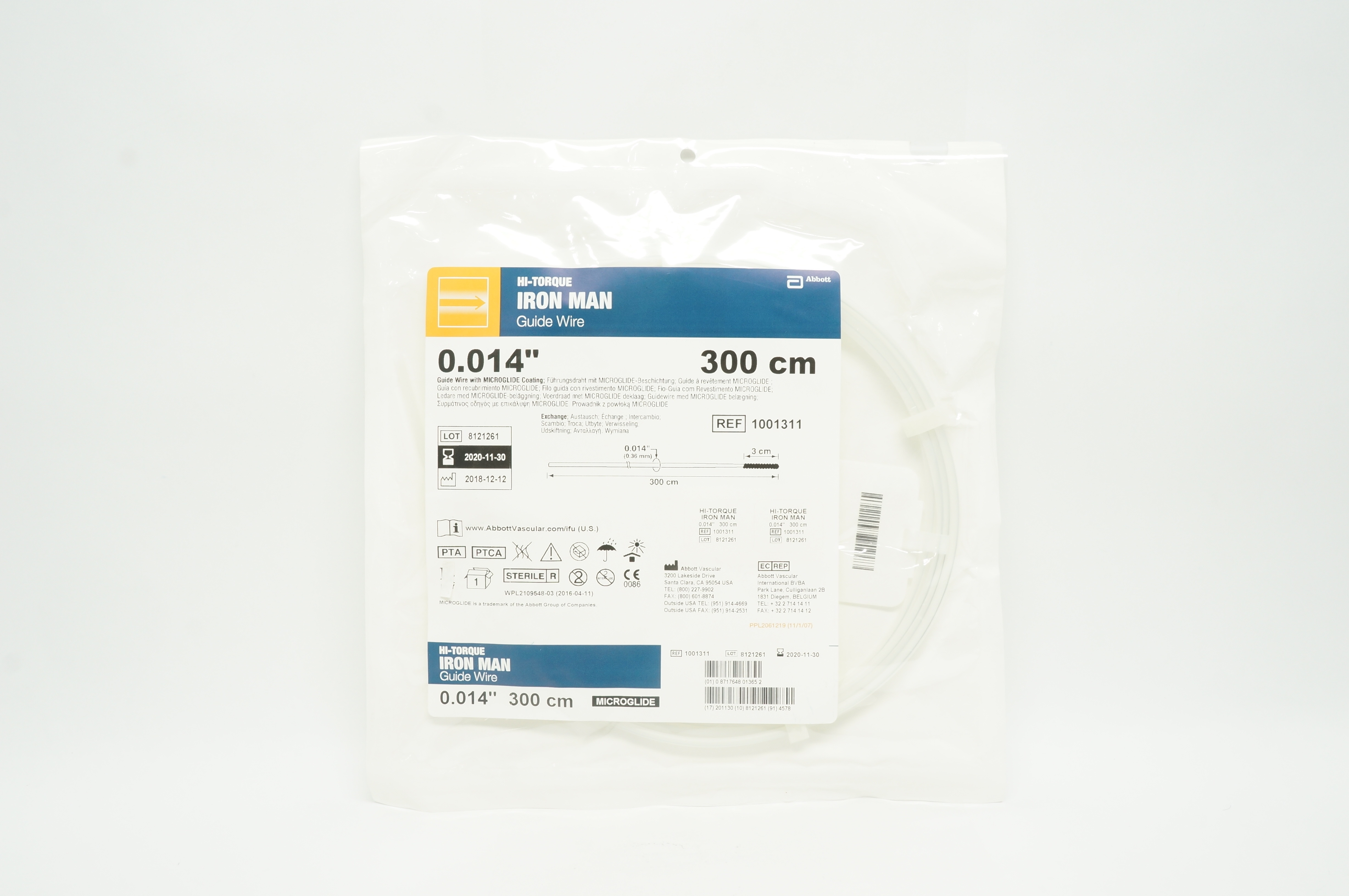 Abbott 1001311 Hi-Torque Iron Man Guide Wire 0.014inch x 300cm (x)