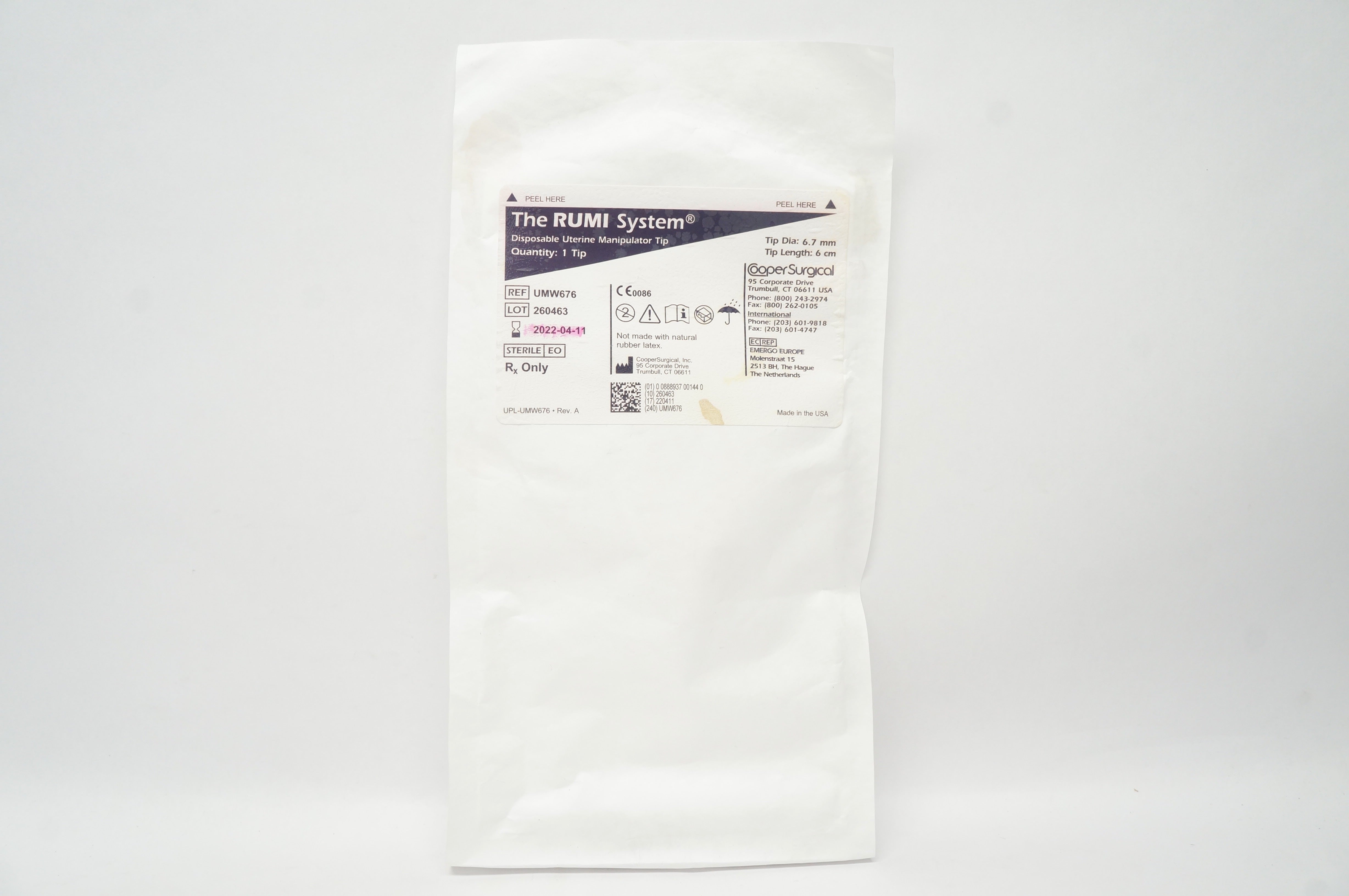 Cooper Surgical UMW676 Disposable Uterine Manipulator Tip 6.7mm x 6cm (x)