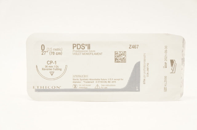 Ethicon Z467 0 PDS II Polydioxanone Stre CP-1 36mm Reverse Cutting, 27inch (x)
