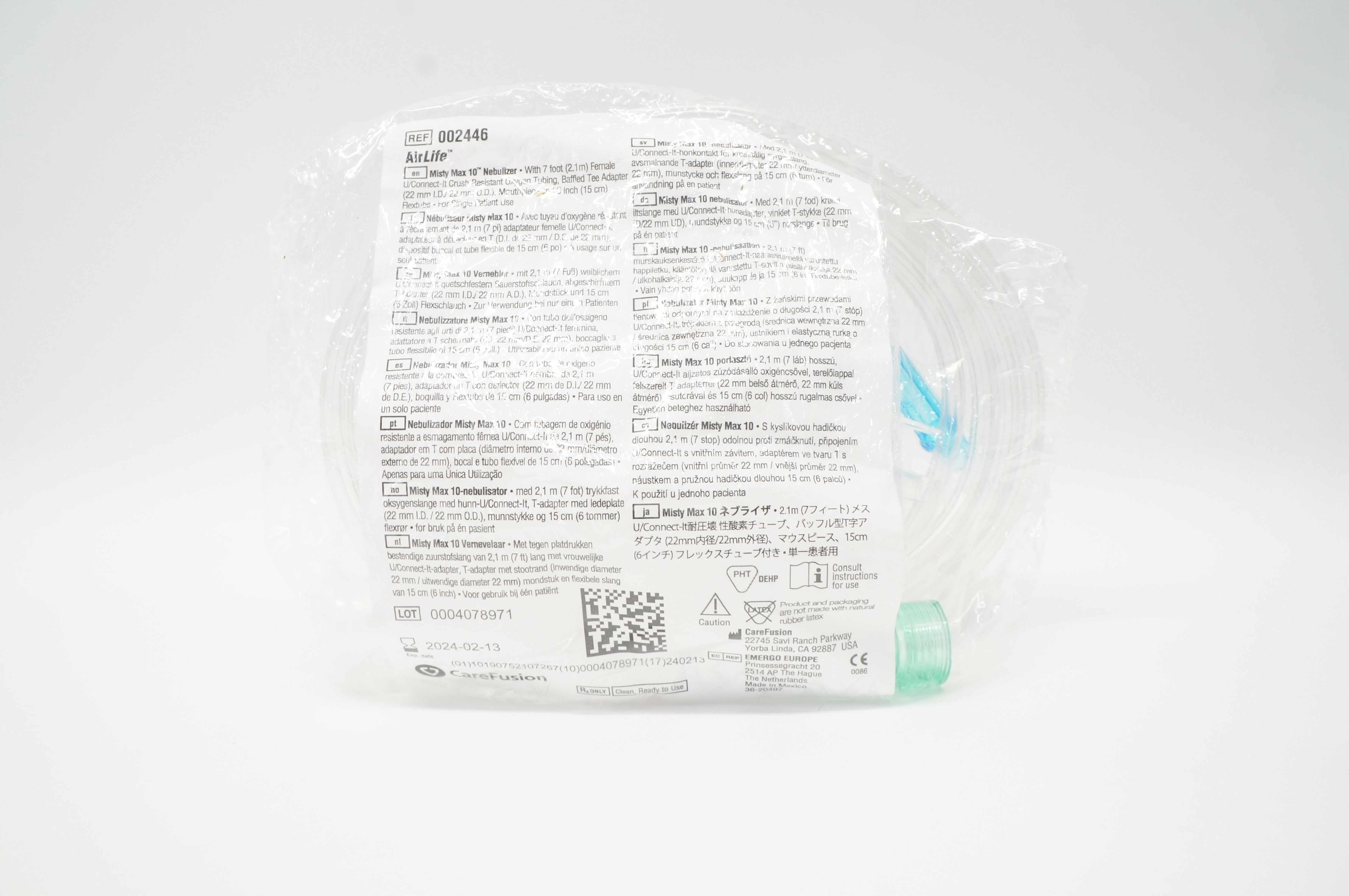 CareFusion 002446 Airlife Misty Max 10 Nebulizer with 7 Foot Female U/Connect (x)