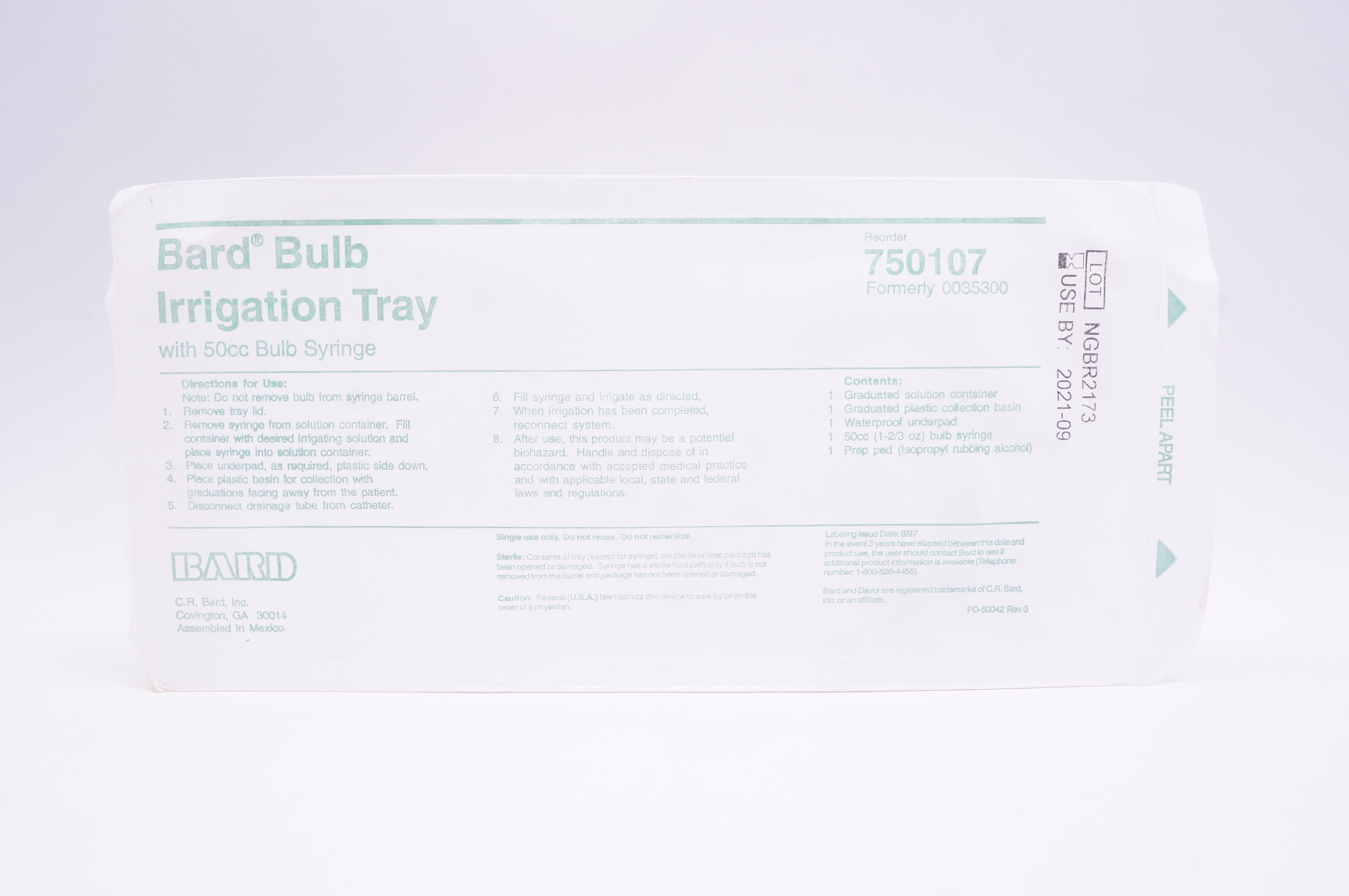 Bard 750107 Bulb Irrigation Tray with 50cc Syringe