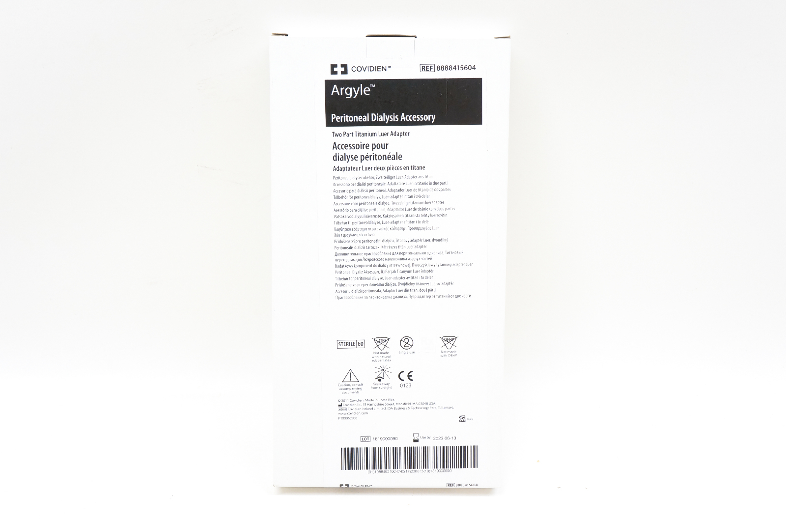 Covidien 8888415604 Argyle Peritoneal Dialysis Accessory Two Part Titanium Luer
