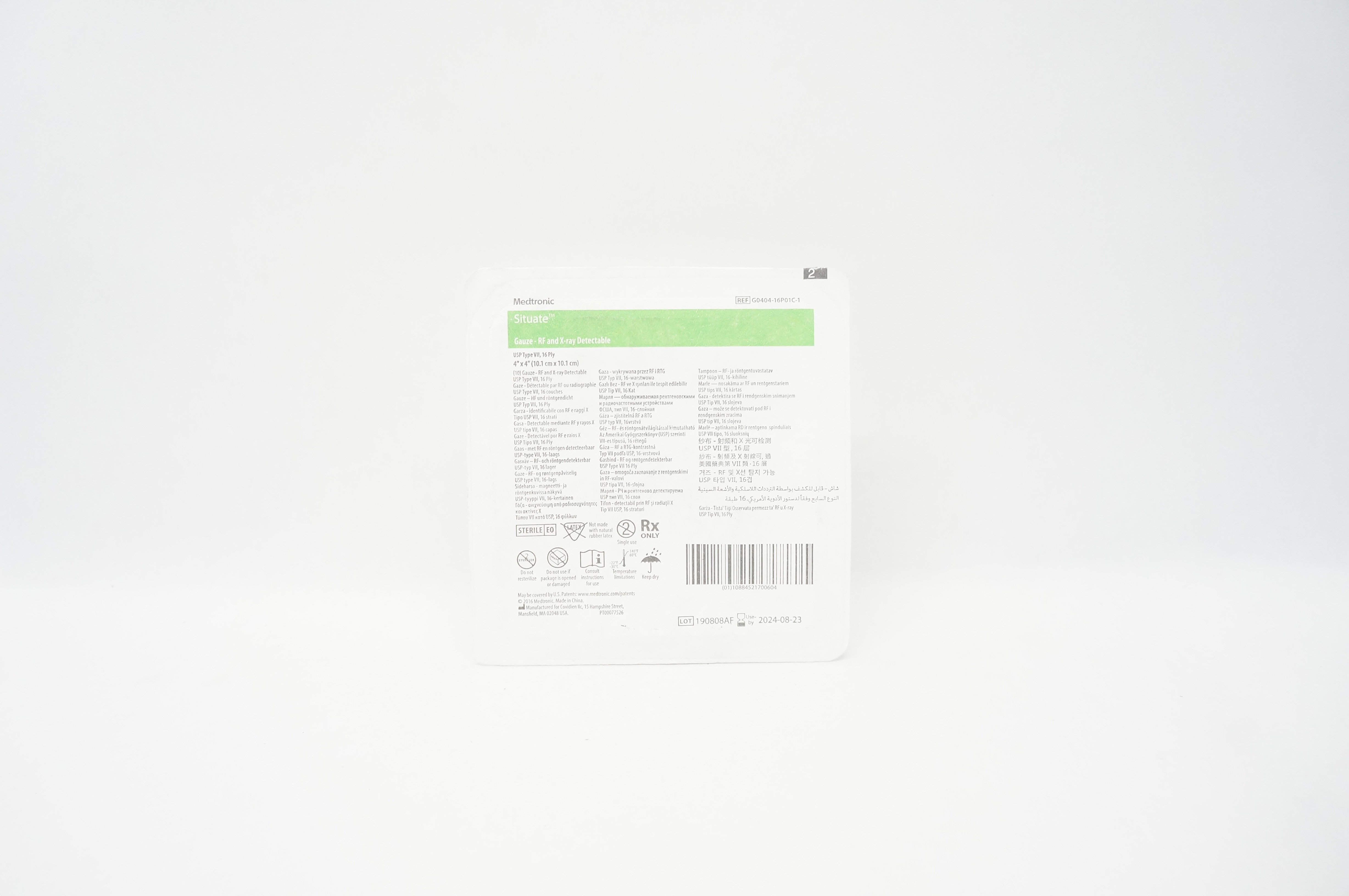 Medtronic G0404-16P01C-1 Situate Gauze RF & X-Ray Detectable 4x4inch - Box of 10