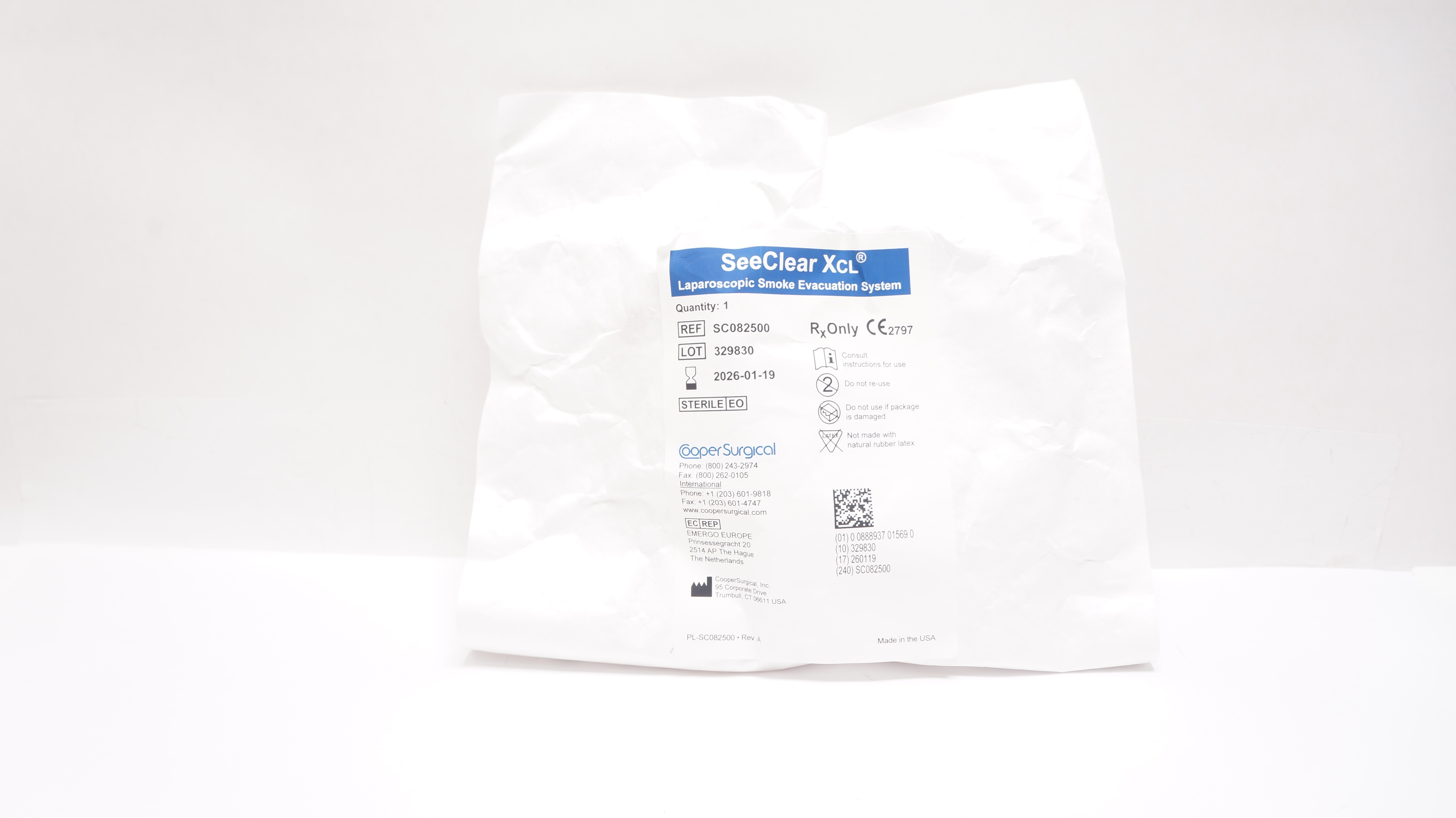 Cooper Surgical SC082500 SeeClear XCL Laparoscopic Smoke Evacuation System