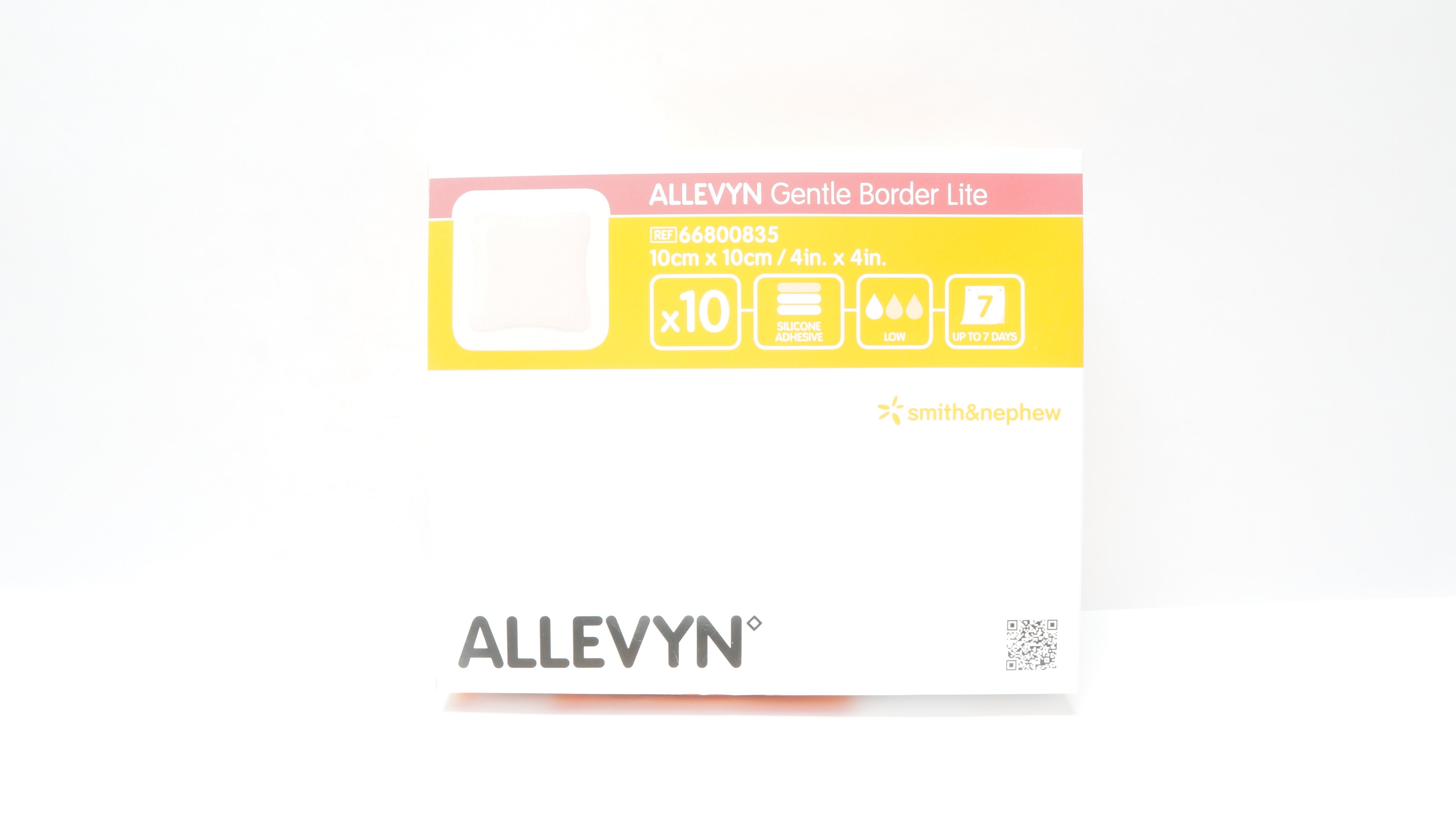 Smith&Nephew 66800835 Allevyn Gentle Border Lite 4inch x 4inch - Box of 10