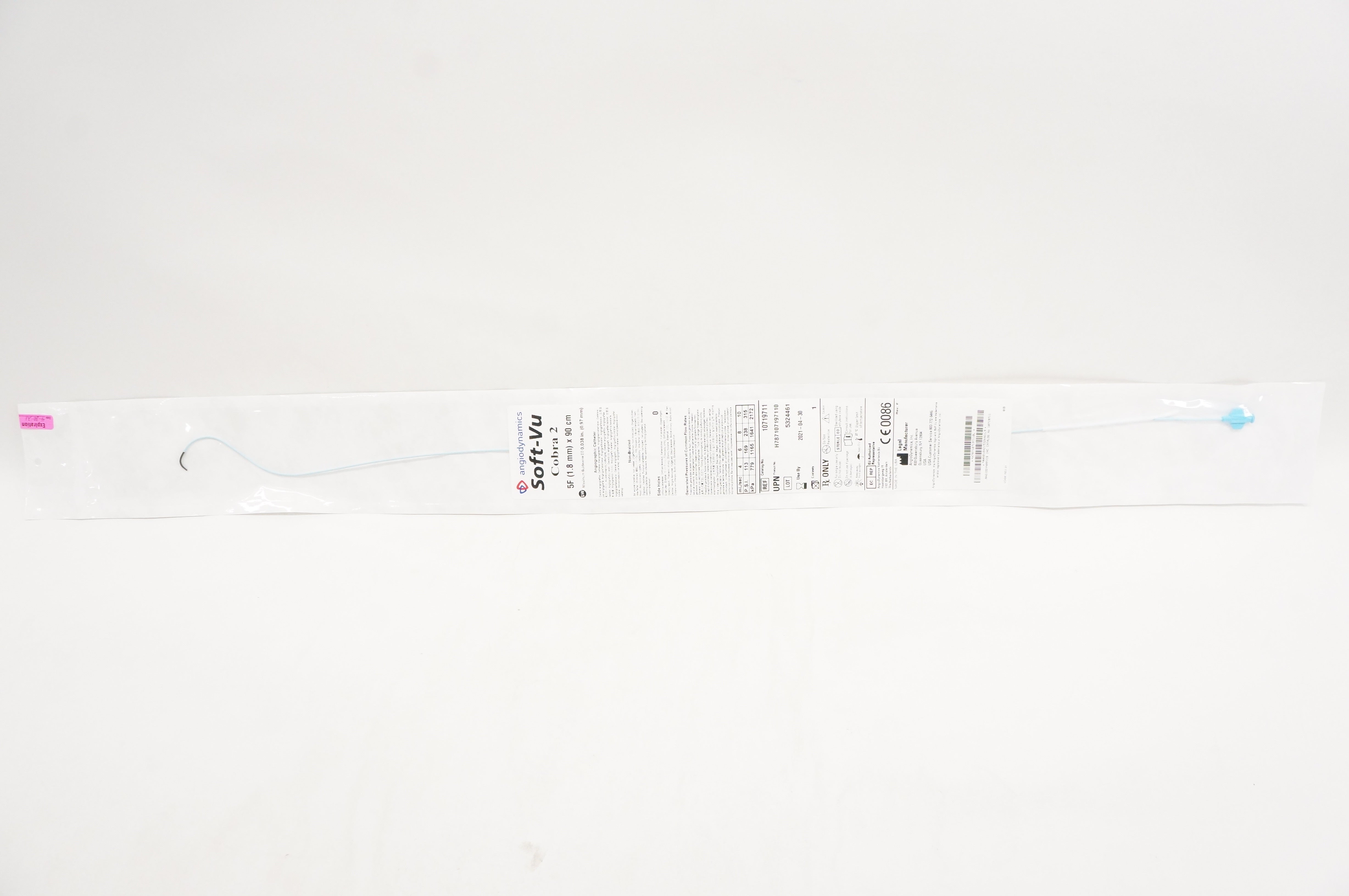 Angiodinamics 10719711 Soft-Vu Cobra 2 Angiographic Cath. 5F x 90cm (x)