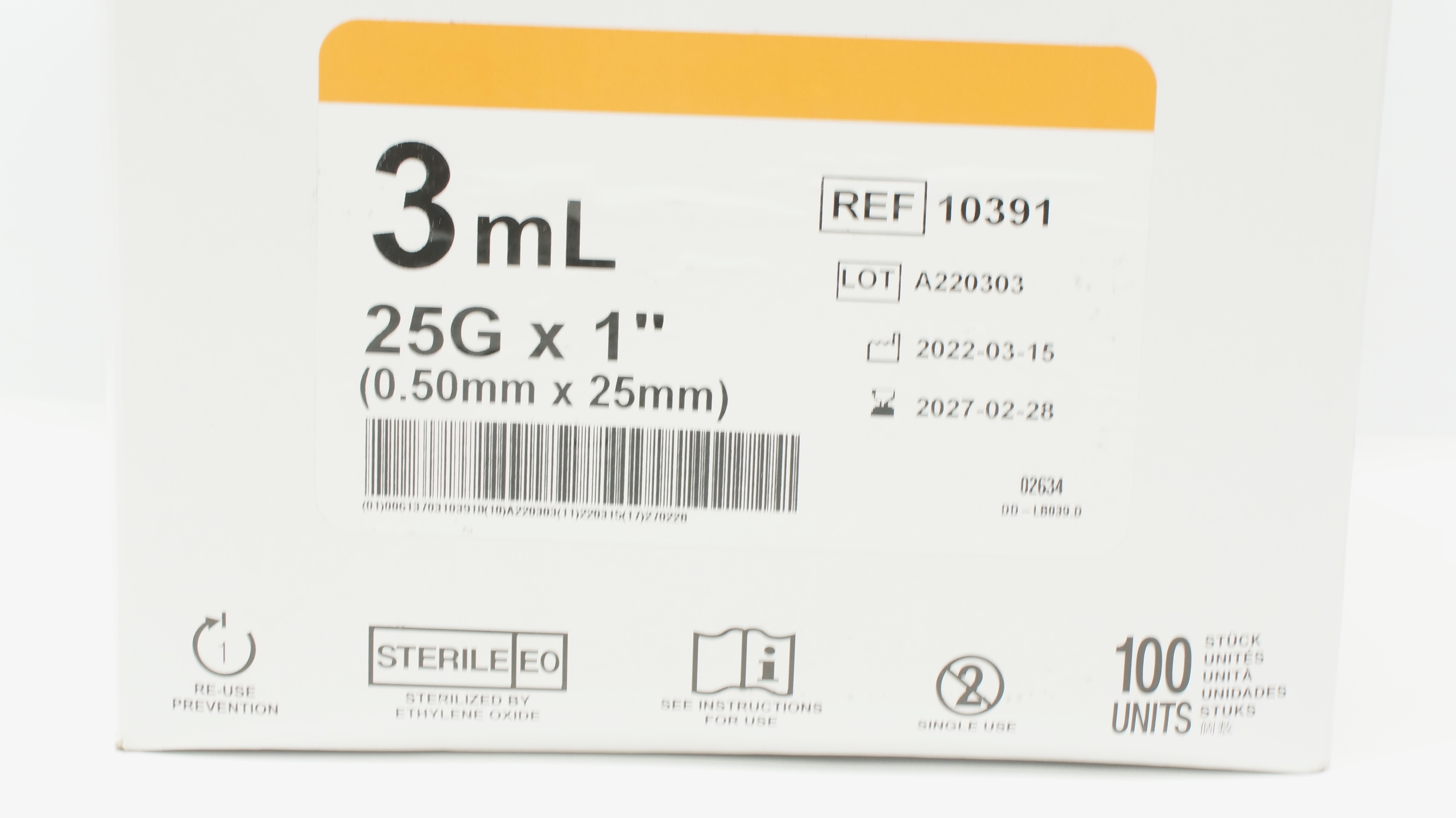 Retractable Technologies 10391 Vanish Point Syringe 3mL 25G x 1inch - Box of 100