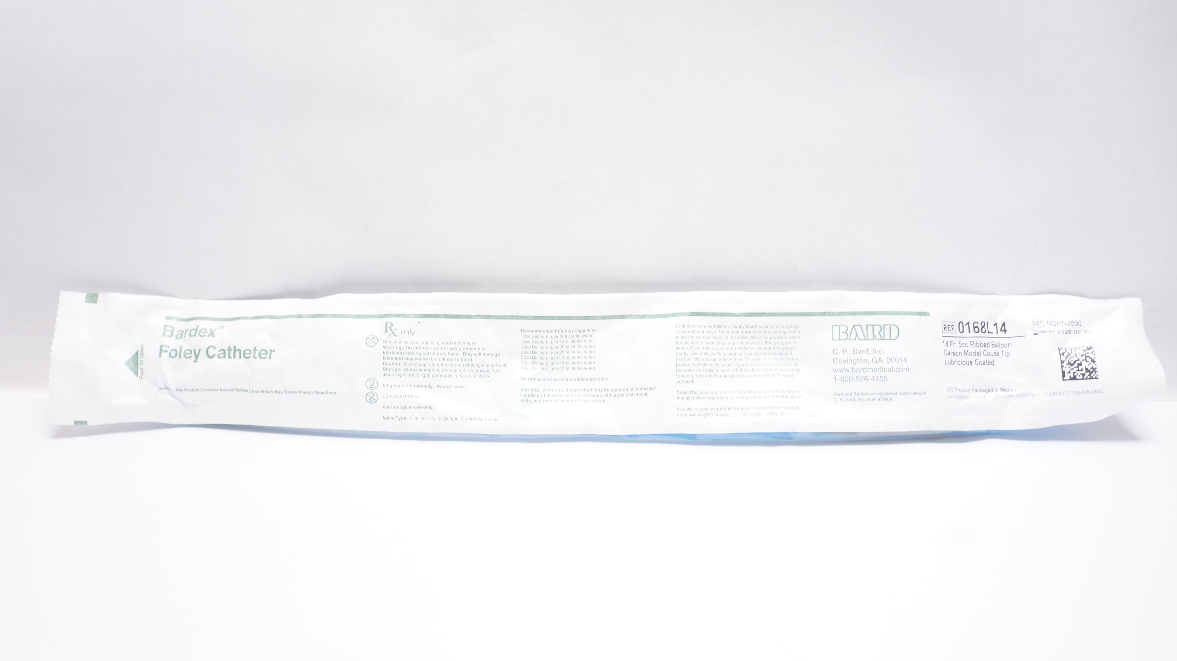 Bard 0168L14 Bardex Foley Cath. Coude Tip 14Fr. 30cc Ribbed Balloon