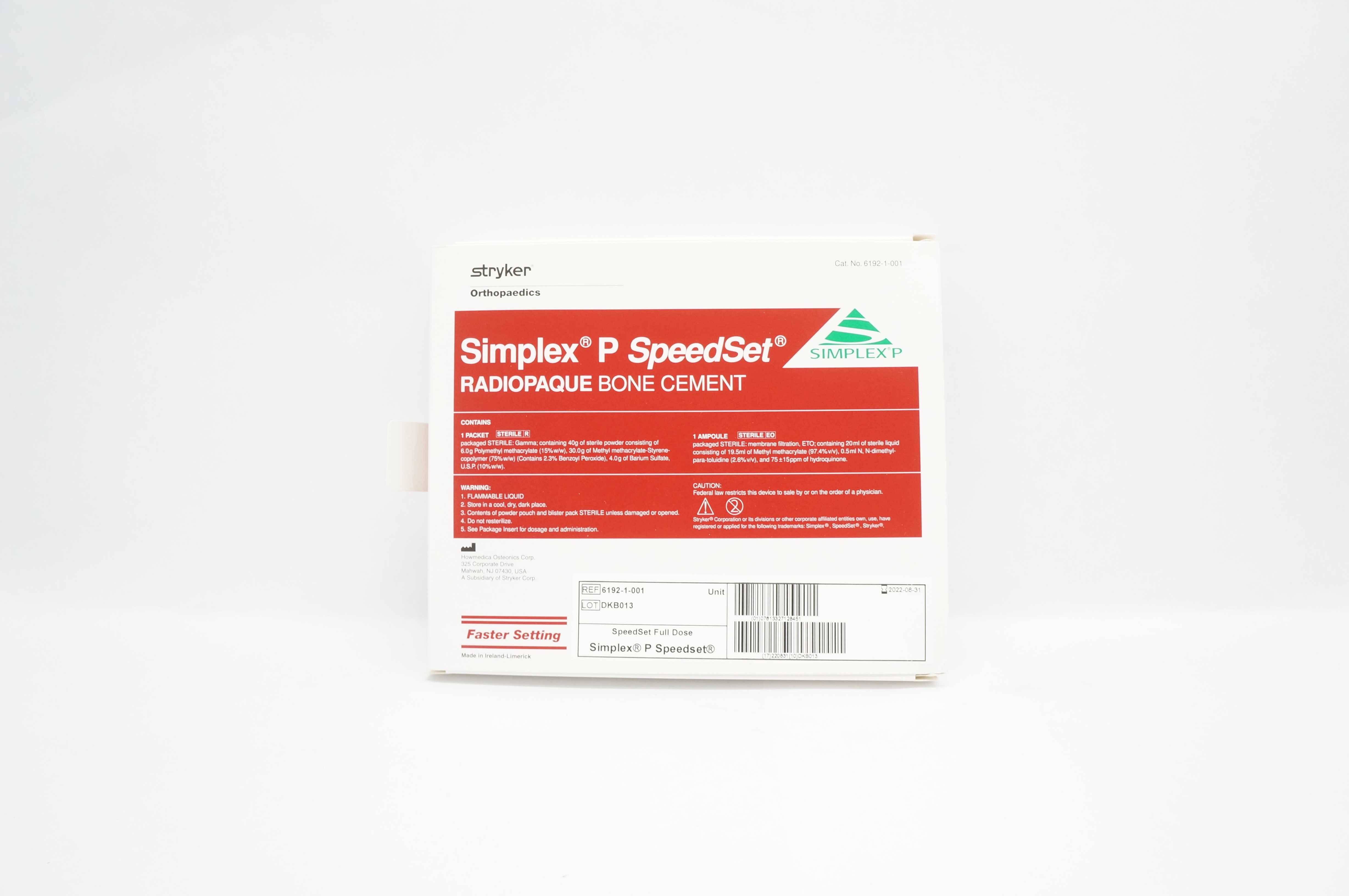 Stryker 6192-1-001 Simplex P SpeedSet Radiopaque Bone Cement (x)