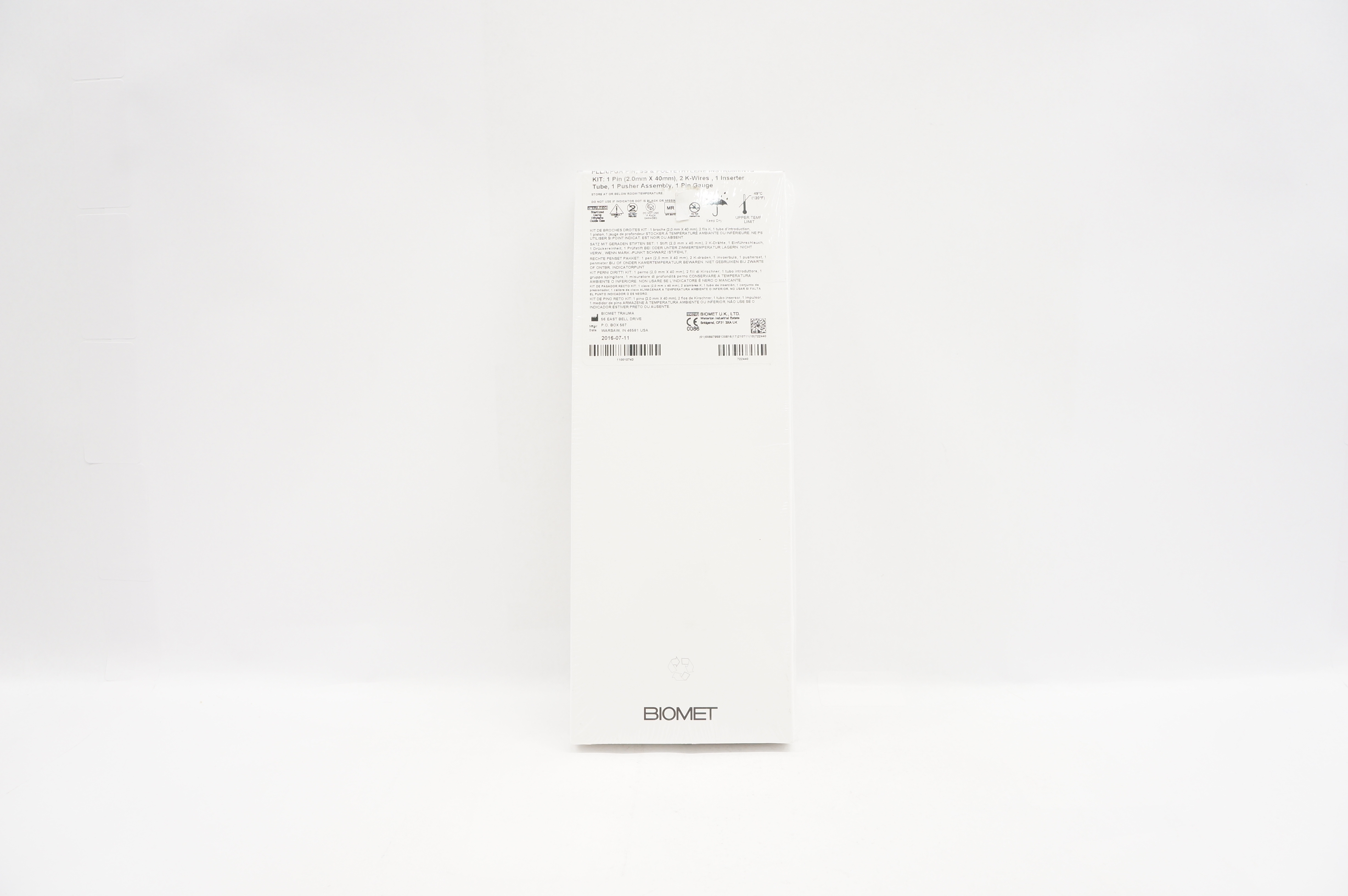 Biomet 110010743 ORTHOSORB LS 2.0mm Straight Pin Kit 1 Pin (x)