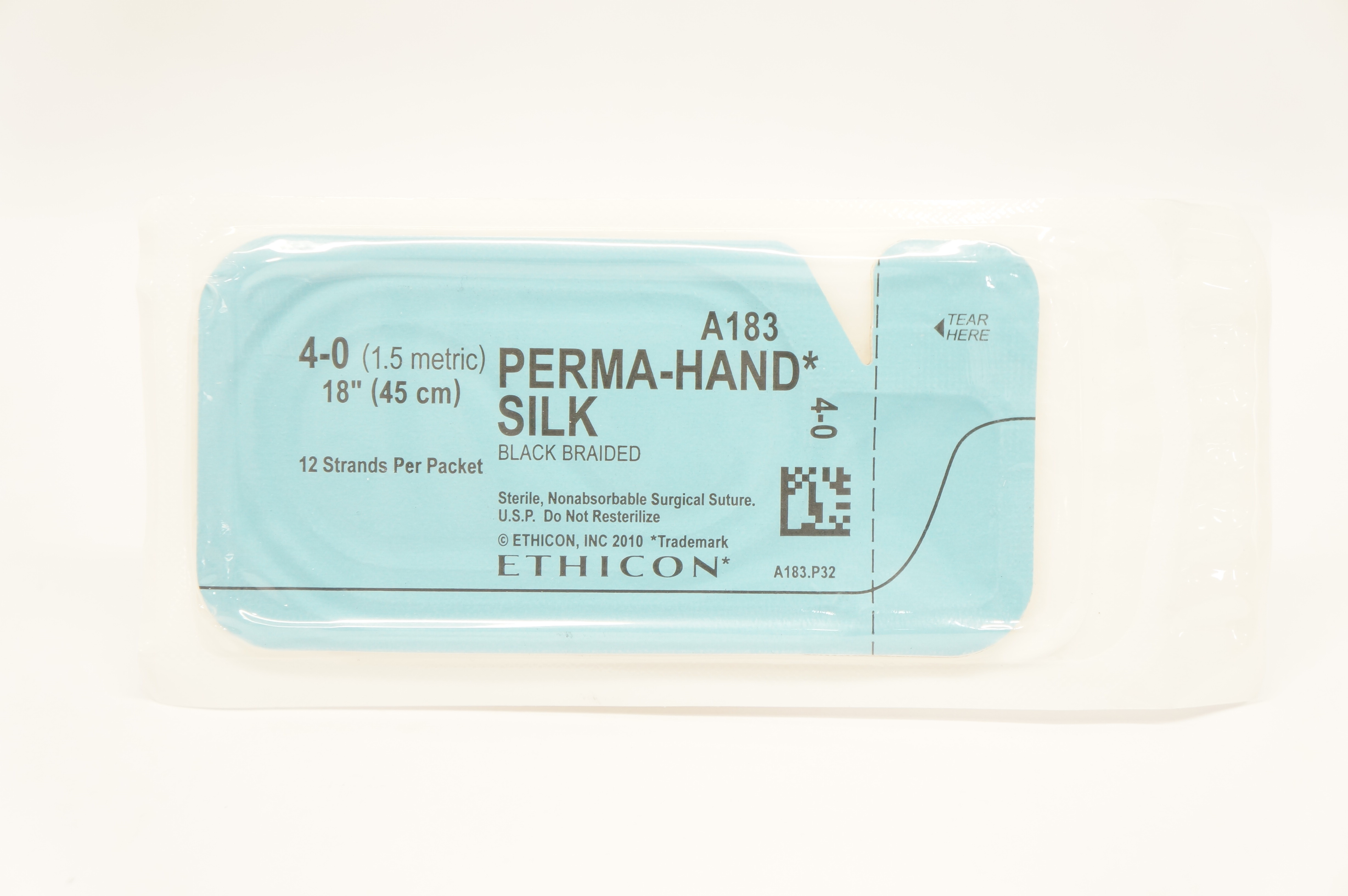 Ethicon A183 4-0 Perma-Hand Silk Surgical Stre Black Braided, 18 inch (x)