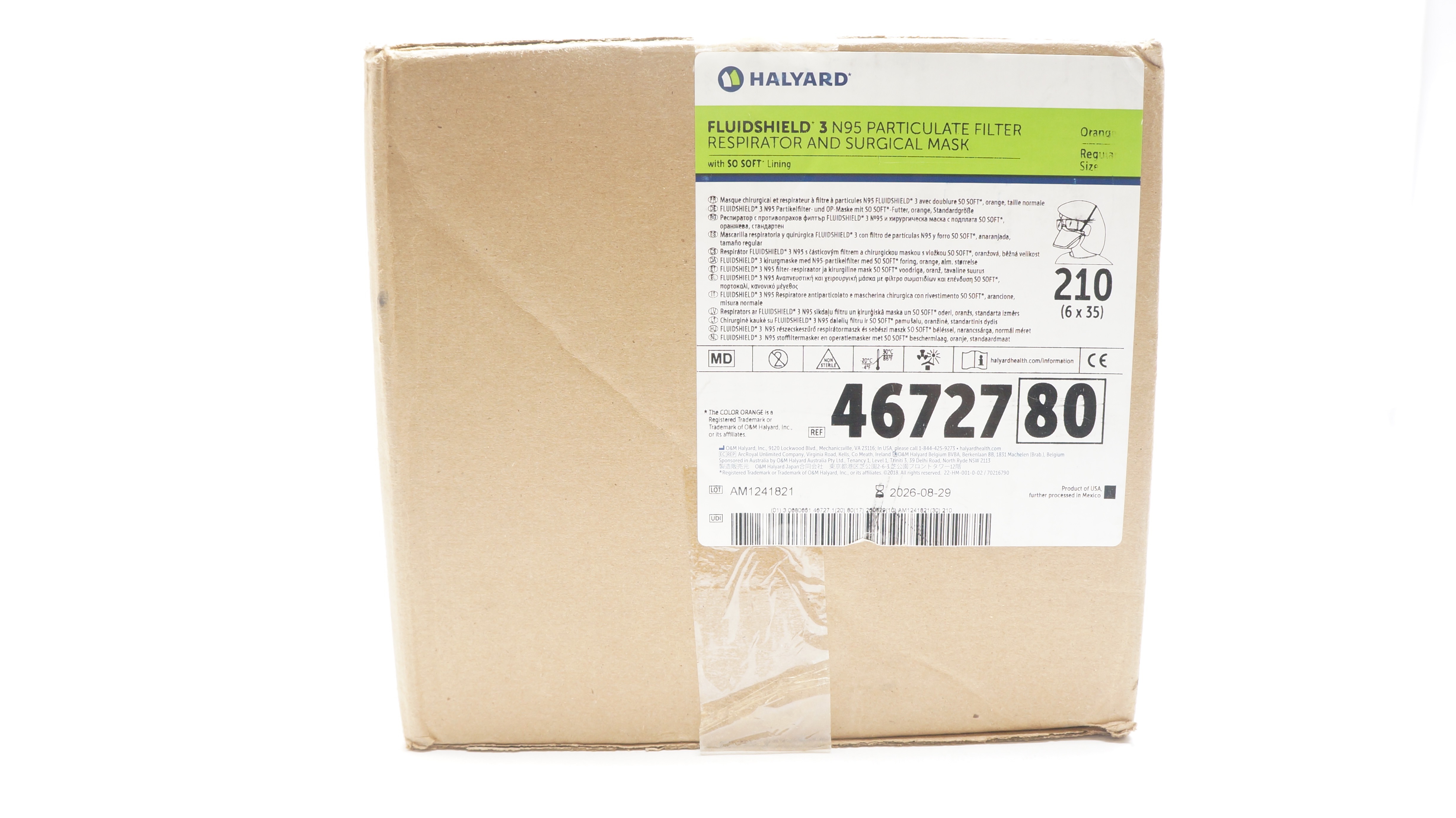 48207 Mask Halyard 46727 FluidShield 3 N95 Filter Respirator And Surgical Mask ...