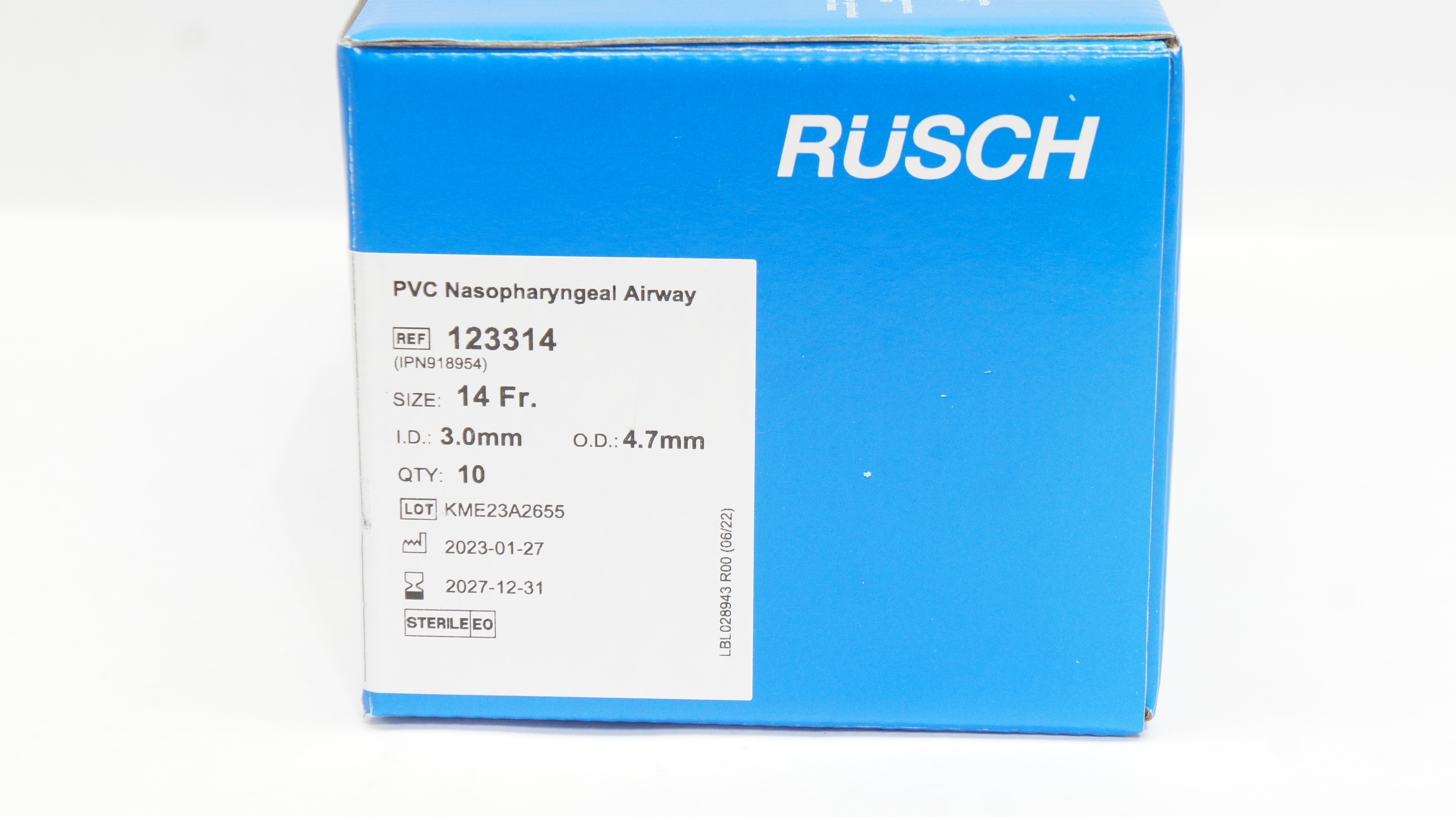 Teleflex 123314 Rusch PVC Nasopharyngeal Airway 14Fr 3.0ID x 4.7mm OD - Box of 10