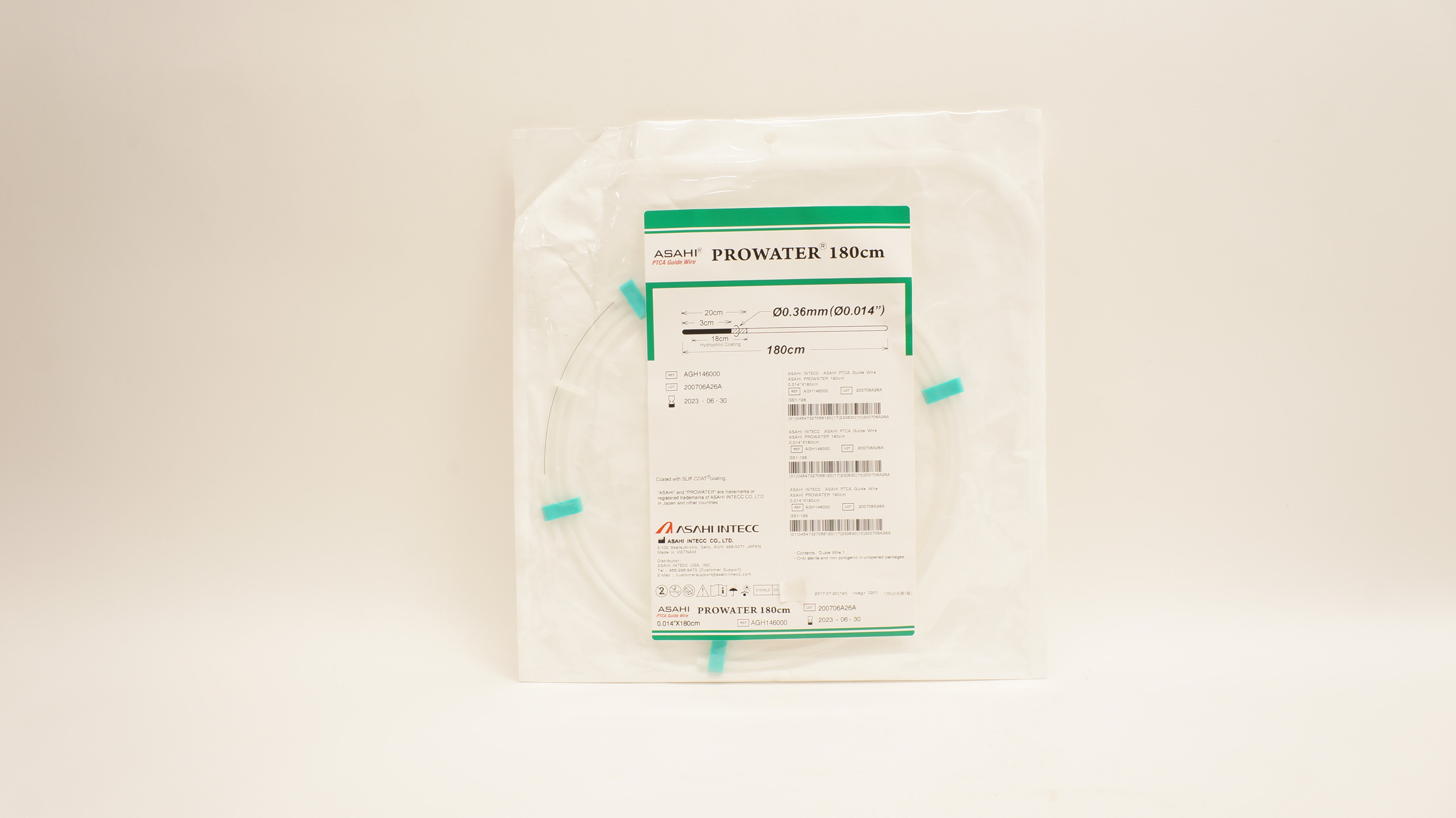Asahi Intecc AGH146000 Prowaterflex PTCA Guide Wire 0.014inch x 180cm