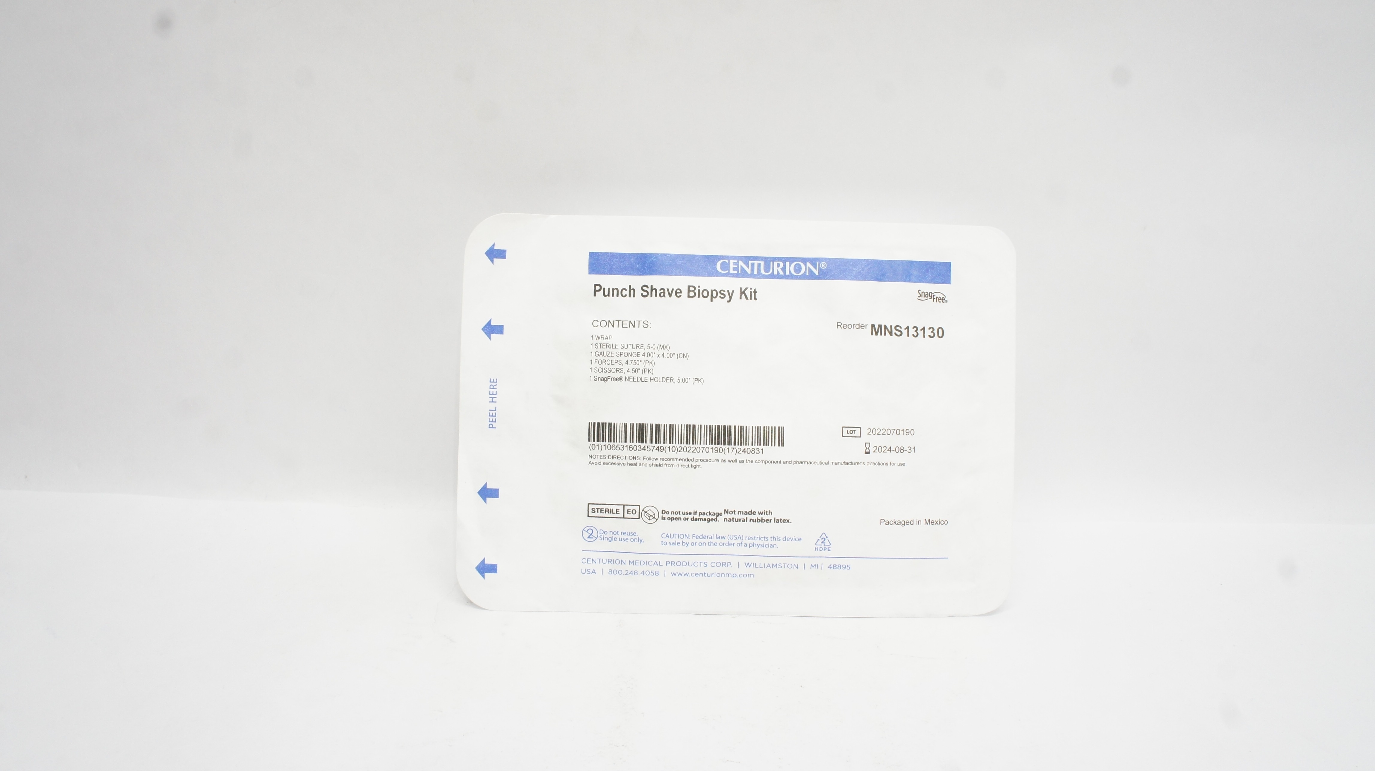 Centurion Medical MNS13130 Punch Shave Biopsy Kit