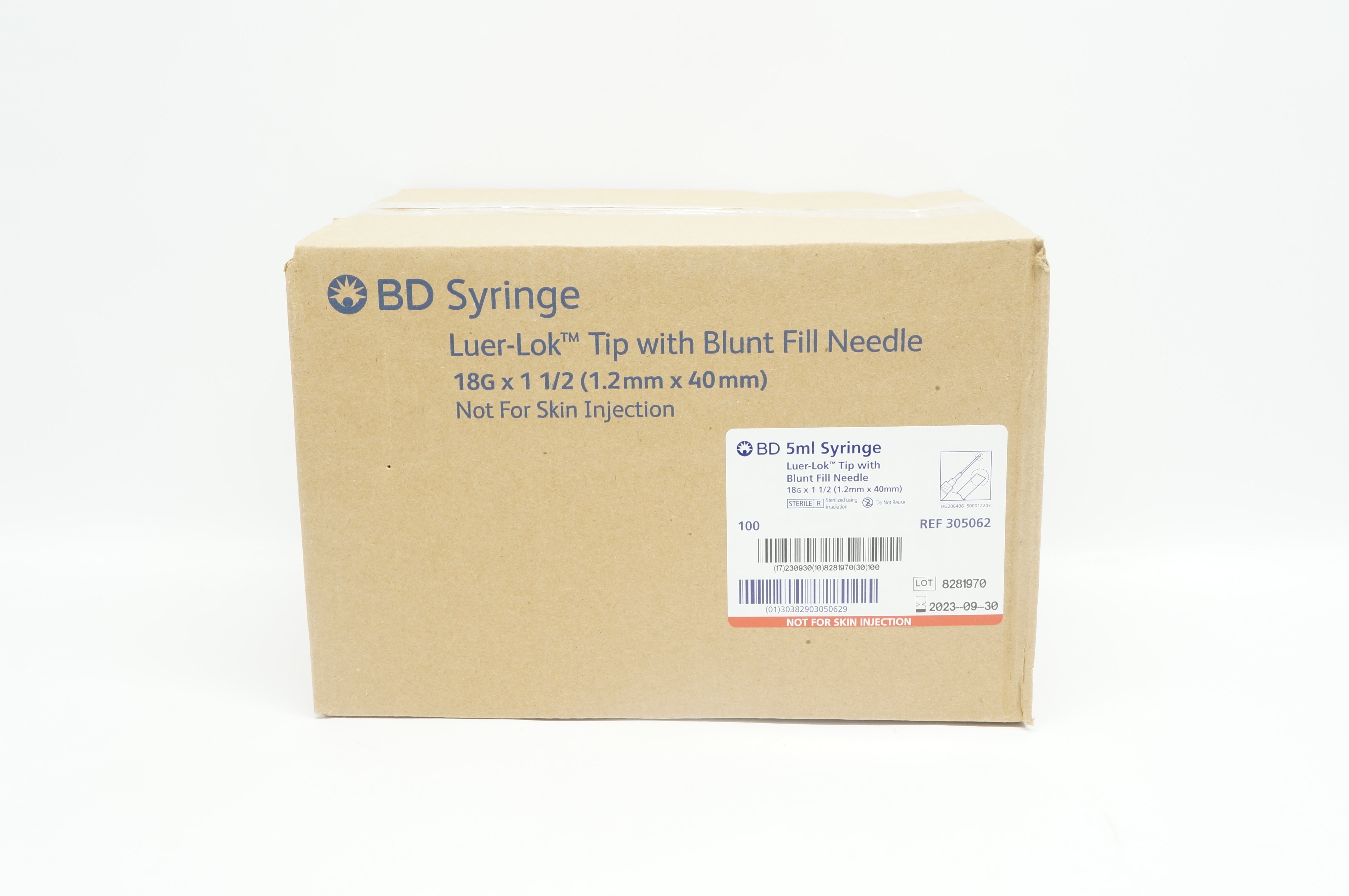 BD 305062 5 ml Syringe LuerLock Tip Blunt Fill Needle 18G x 1 1/2in