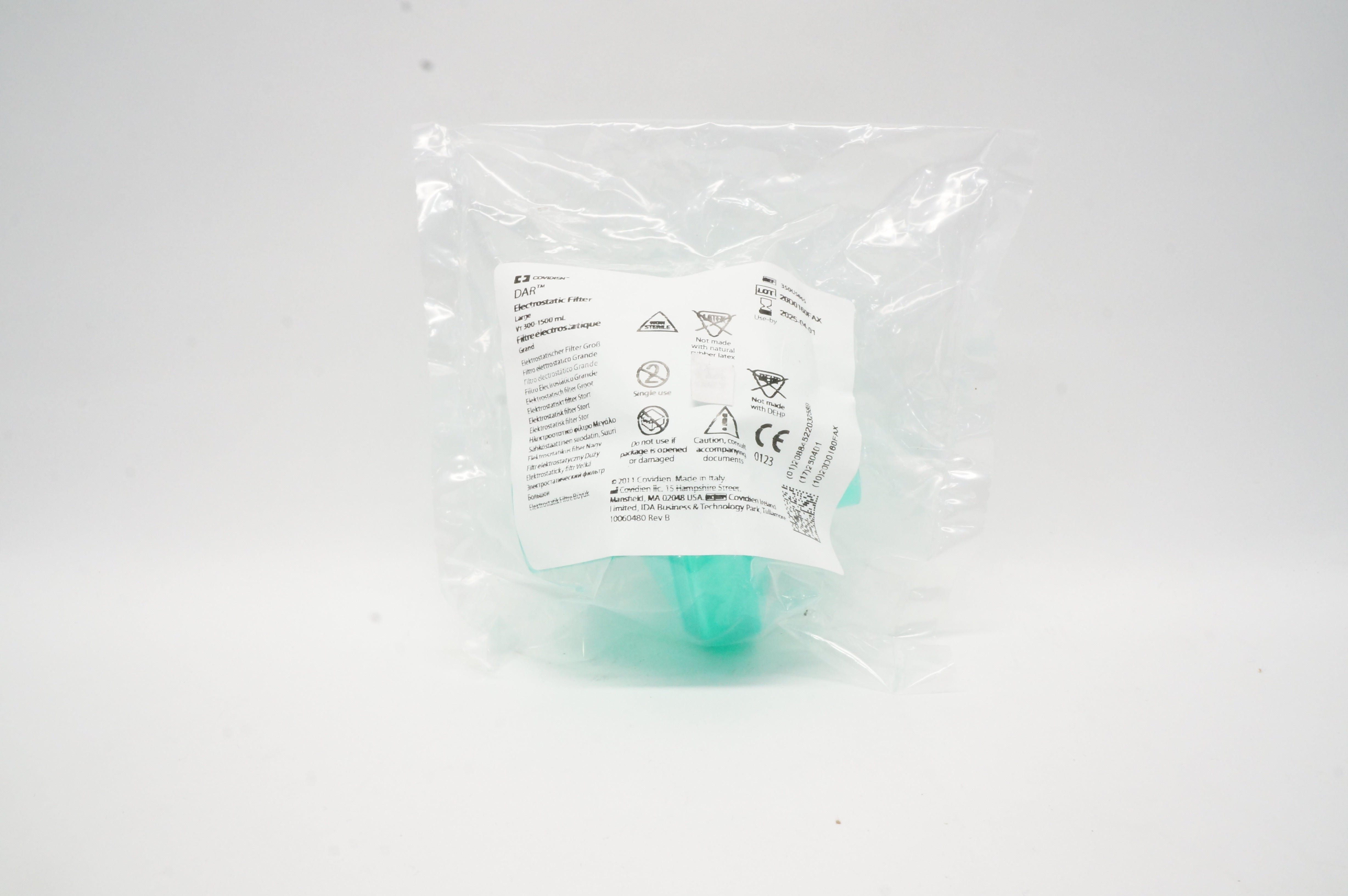 Covidien 350U5865 Dar Electrostatic Filter, Large Vt 300-1500mL