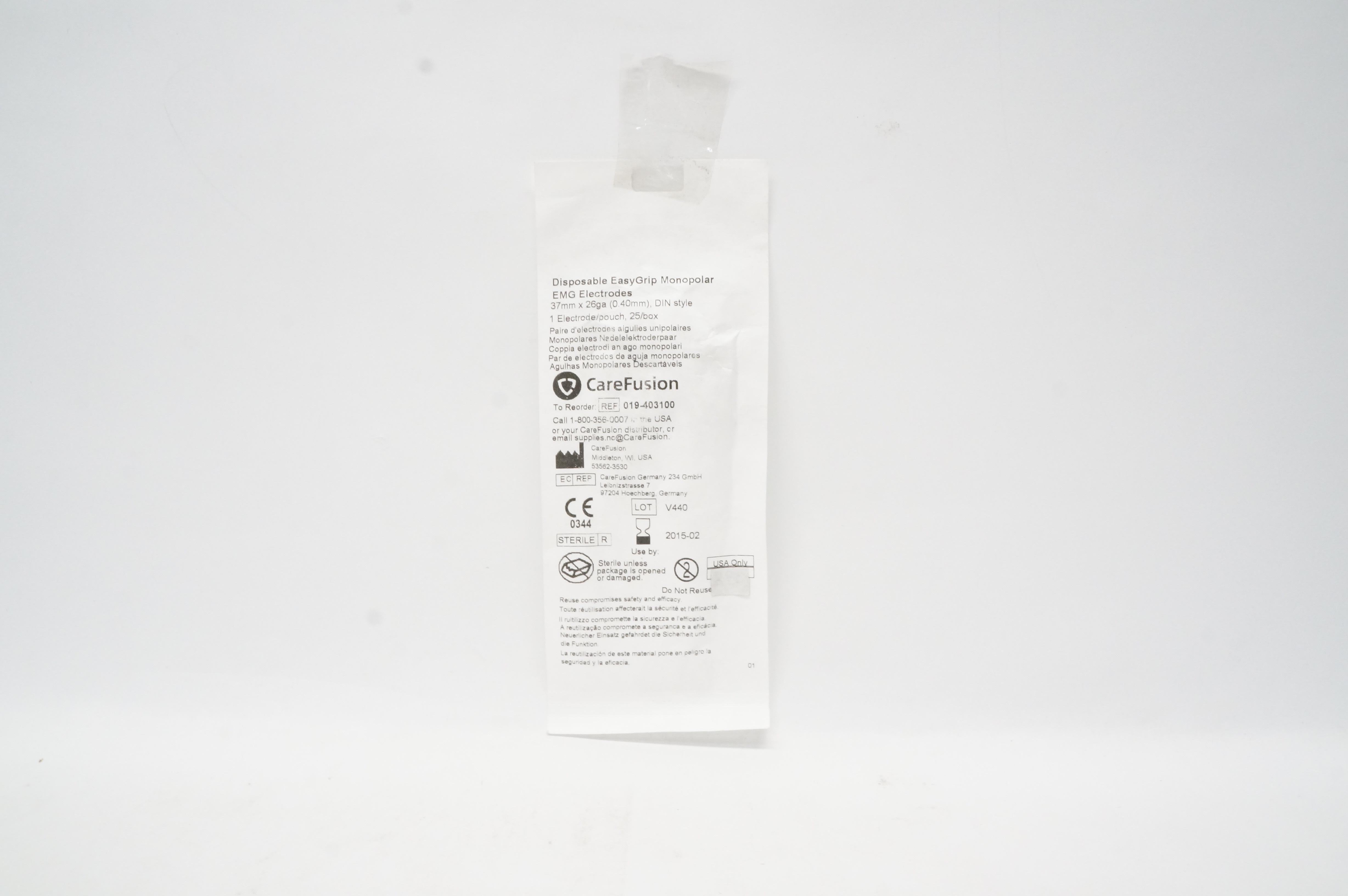CareFusion 019-403100 Disposable EasyGrip Monopolar EMG Electrodes 37mmx26ga (x)