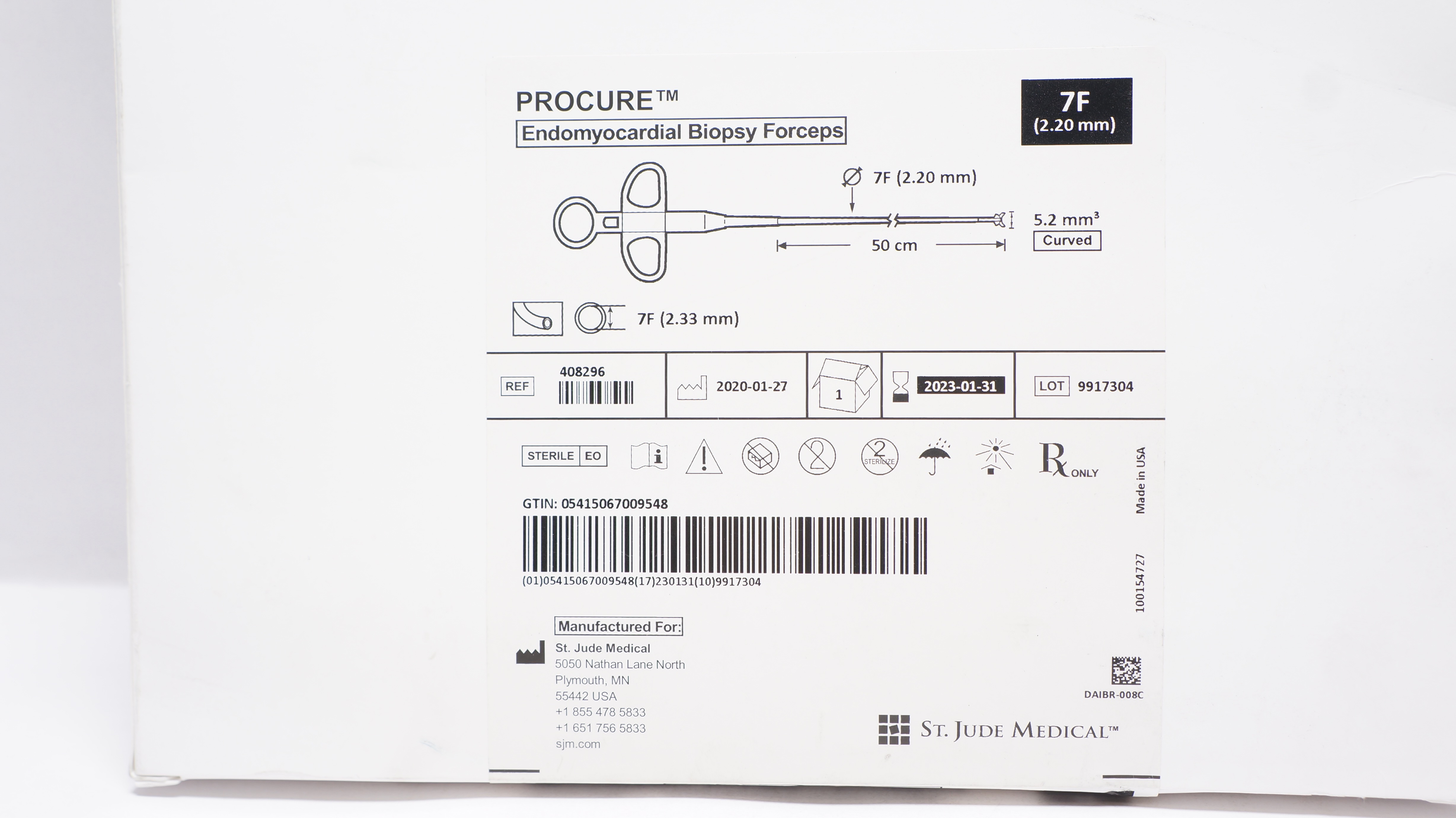 St. Jude Medical 408296 Procure Endomyocardial Biopsy Forceps 7F x 50cm (x)