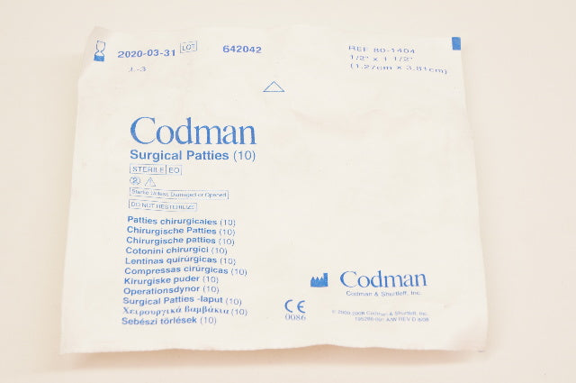 Codman 80-1404 Surgical Patties 1/2inch x 1-1/2inch (x)