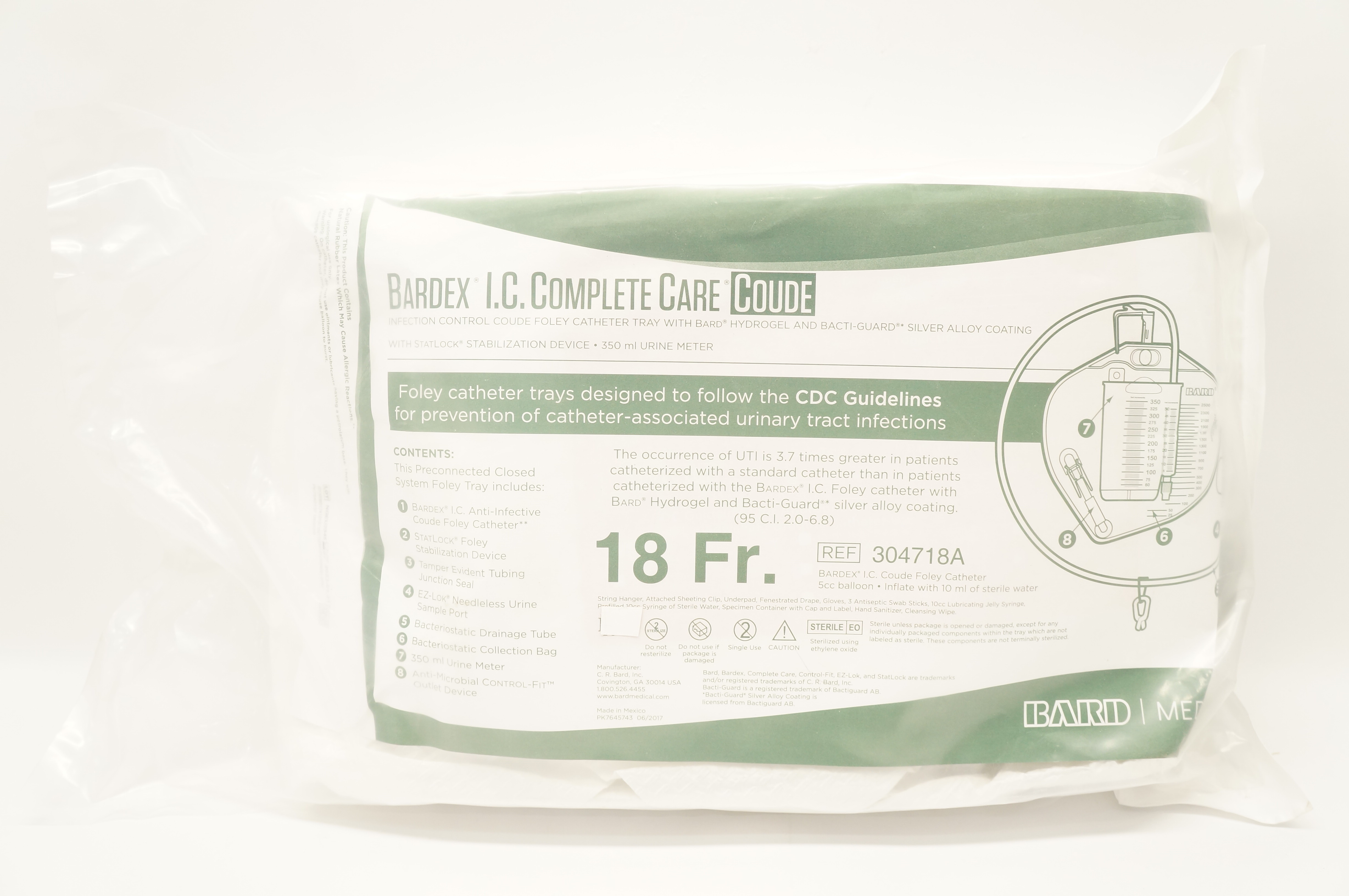 Bard 304718A Infection Control Coude Foley Cath. Tray 18 Fr.