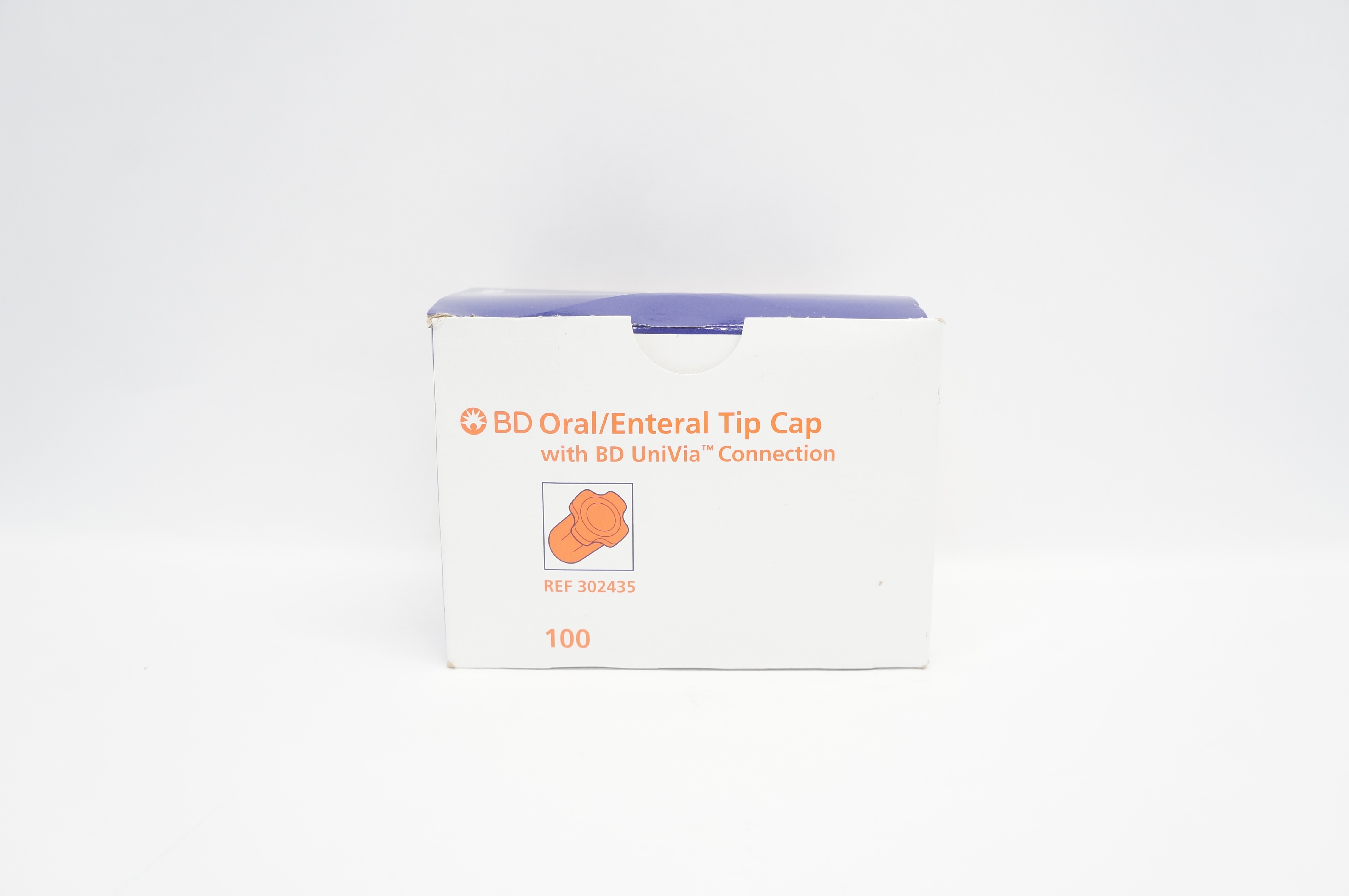 BD 302435 Oral/Enternal Tip Cap w/BD UniVia Connection - Box of 100