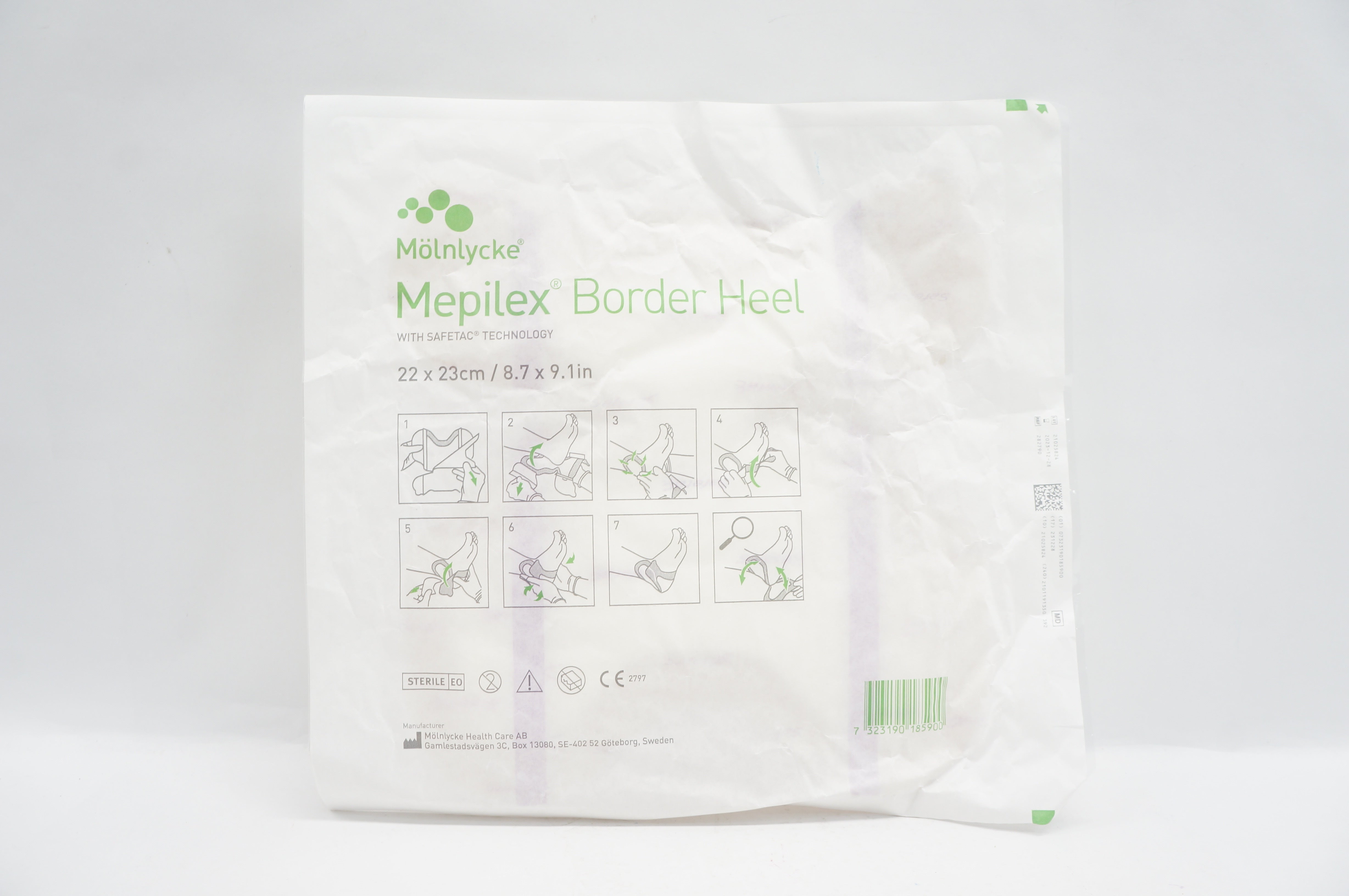 Molnlycke 282790 Mepilex Border Heel w/ Safetac Technology 8.7inch x 9.1inch