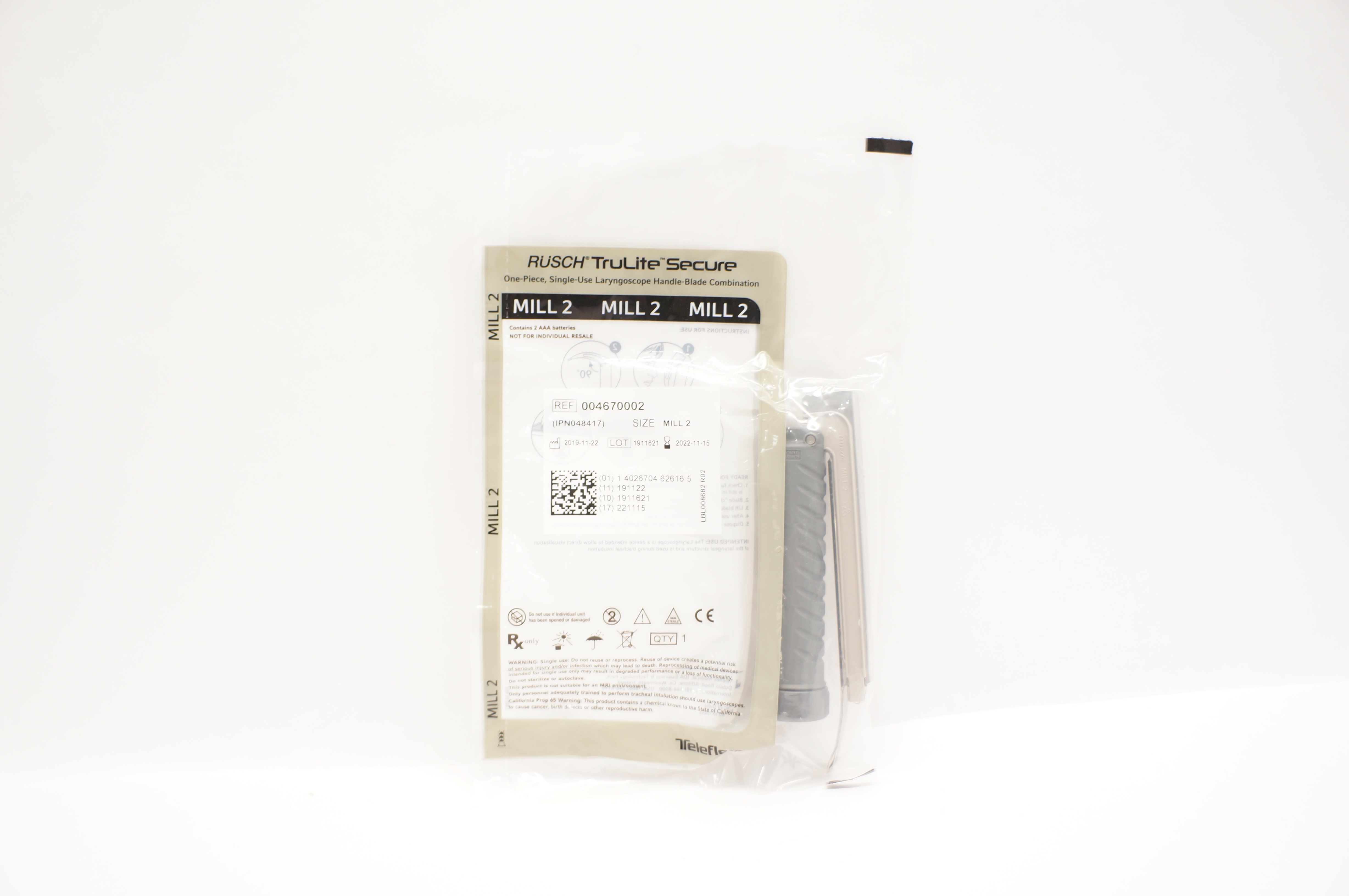 Teleflex 004670002 Rusch Secure Laryngoscope Handle-Blade Combination MILL 2 (x)