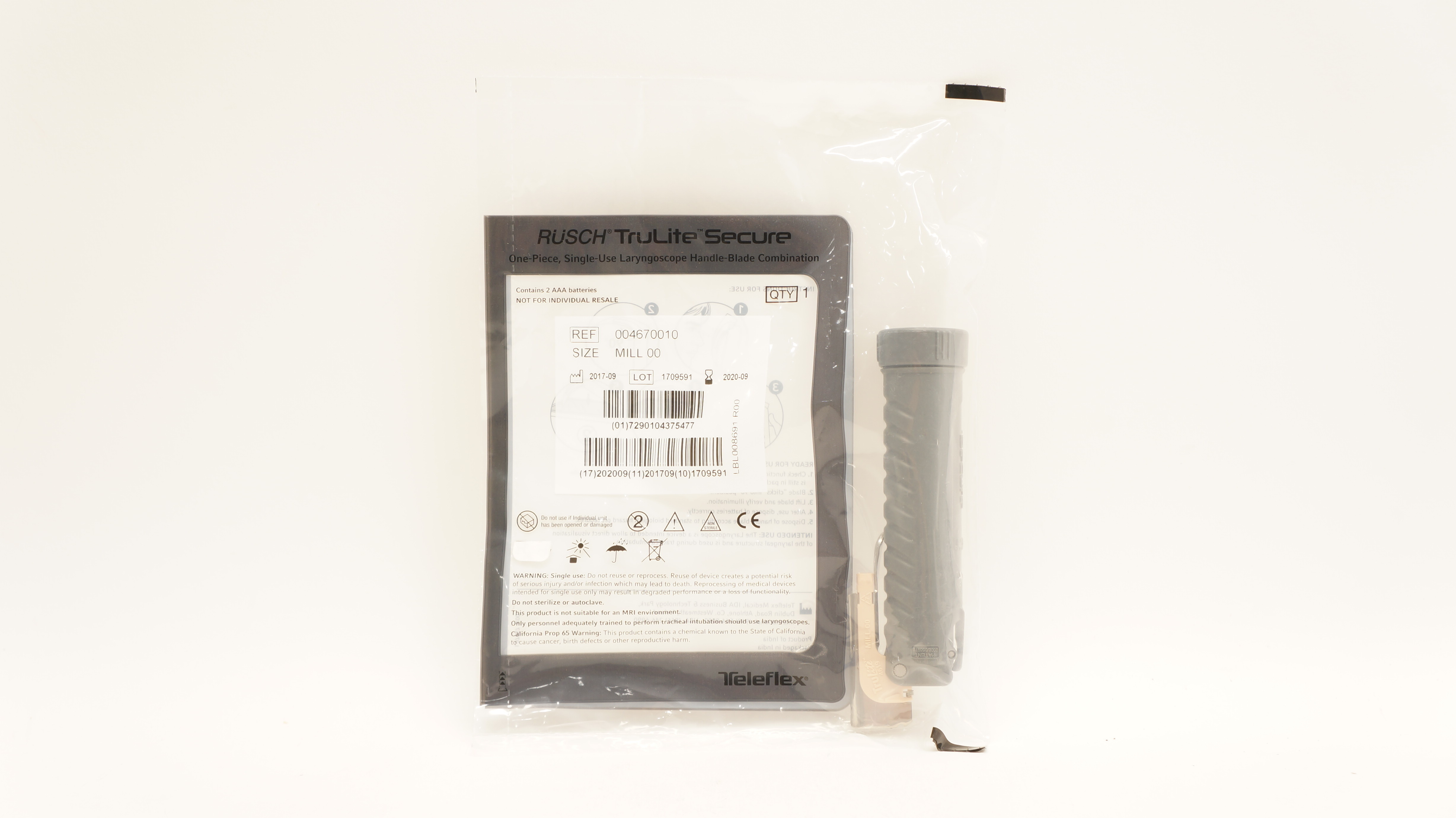 Teleflex 004670010 Rusch TruLite Secure Laryngoscope Handle-Blade Mill ...