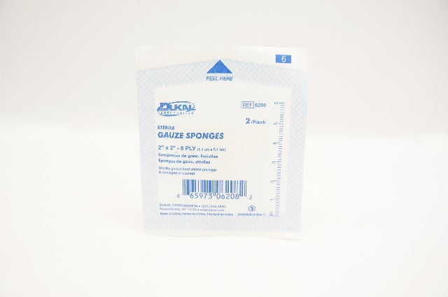 Dukal 6208 Gauze Sponges 2 x 2inch - 8 Ply - Pack of 2