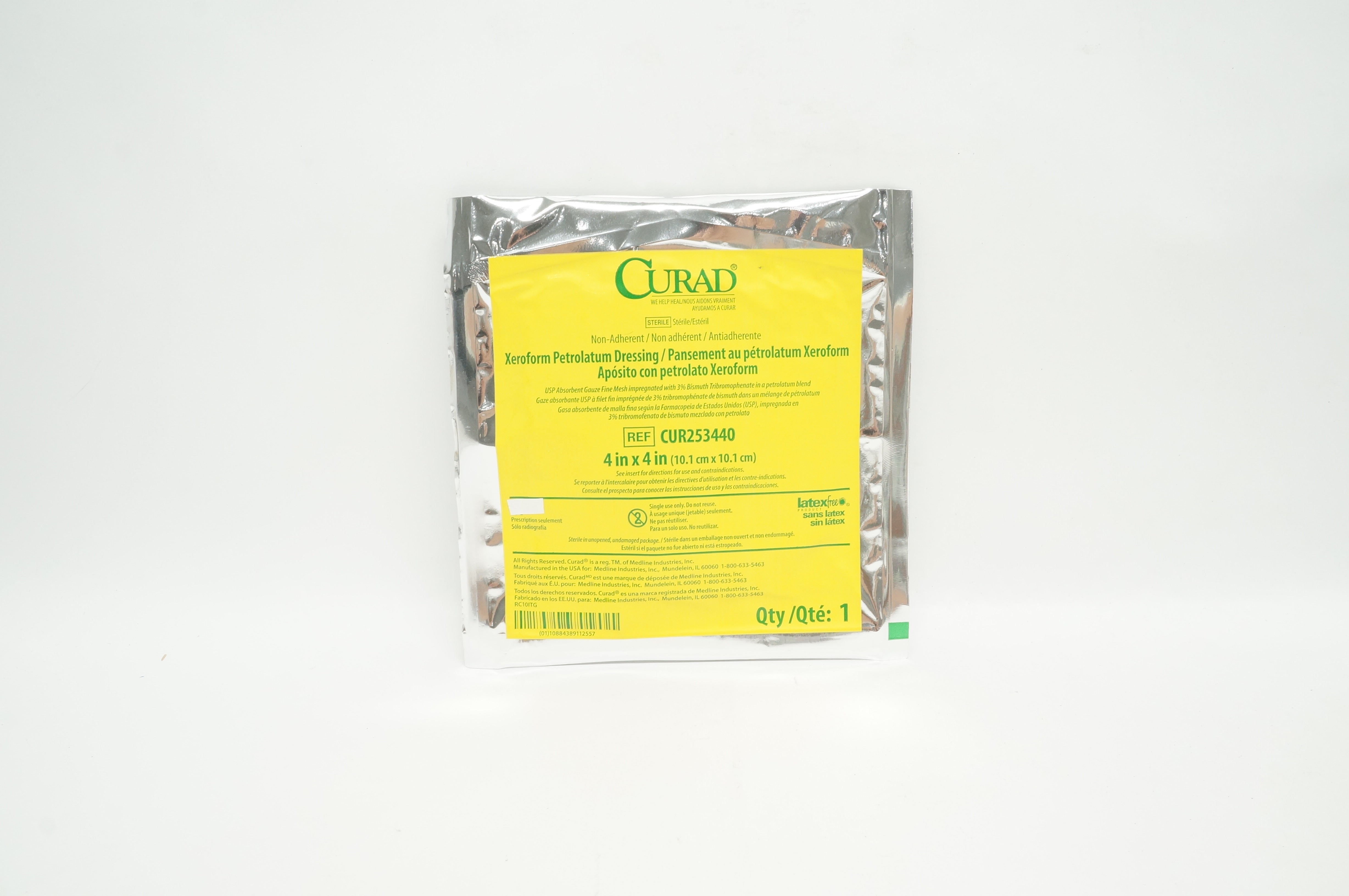 Curad CUR253440 Non-Adherent  Xeroform Petrolatum Dressing 4 x 4inch (x)