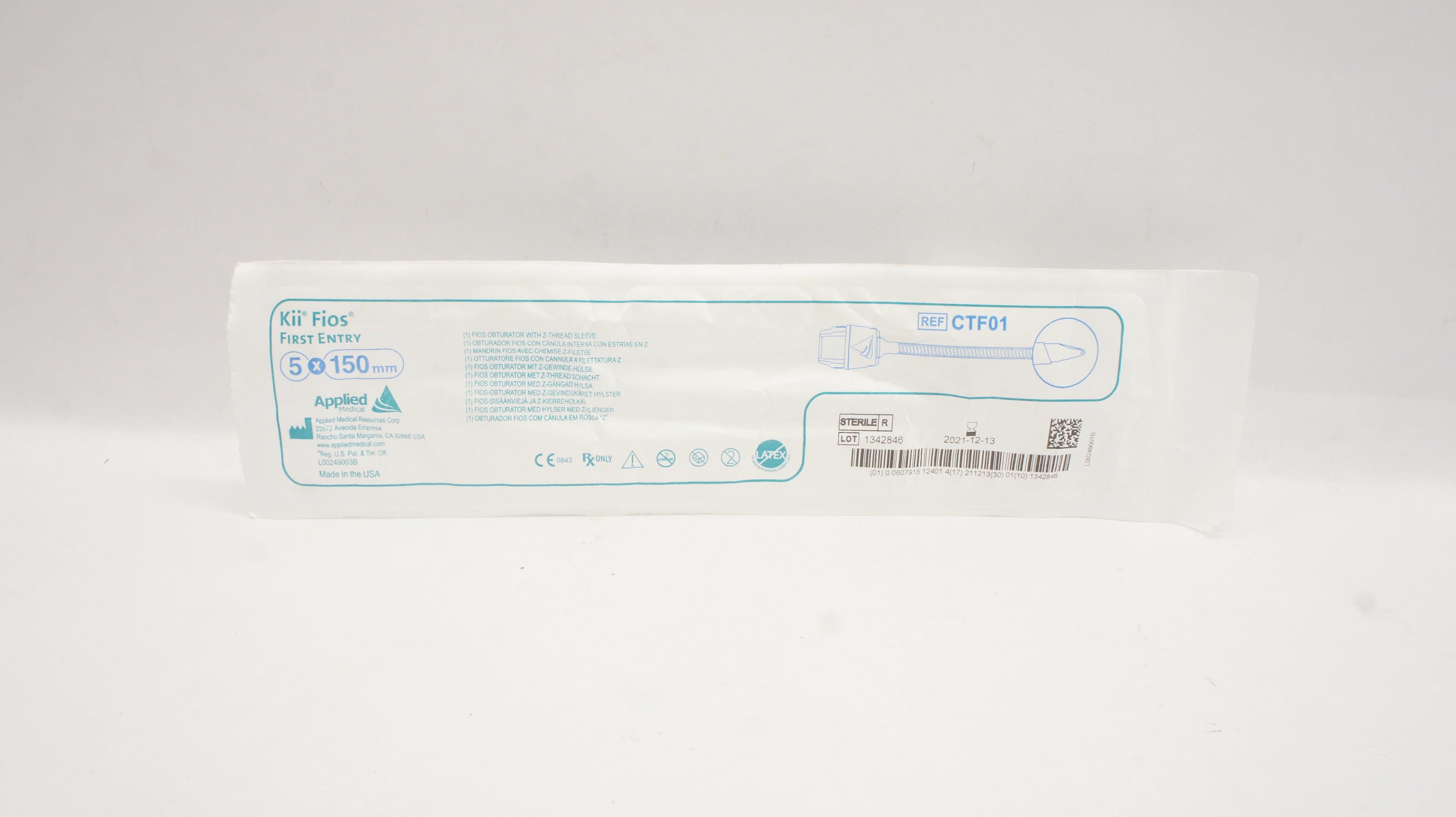 Applied Medical CTF01 Fios Obturator with Z-thread Sleeve 5mm x 150mm (x)