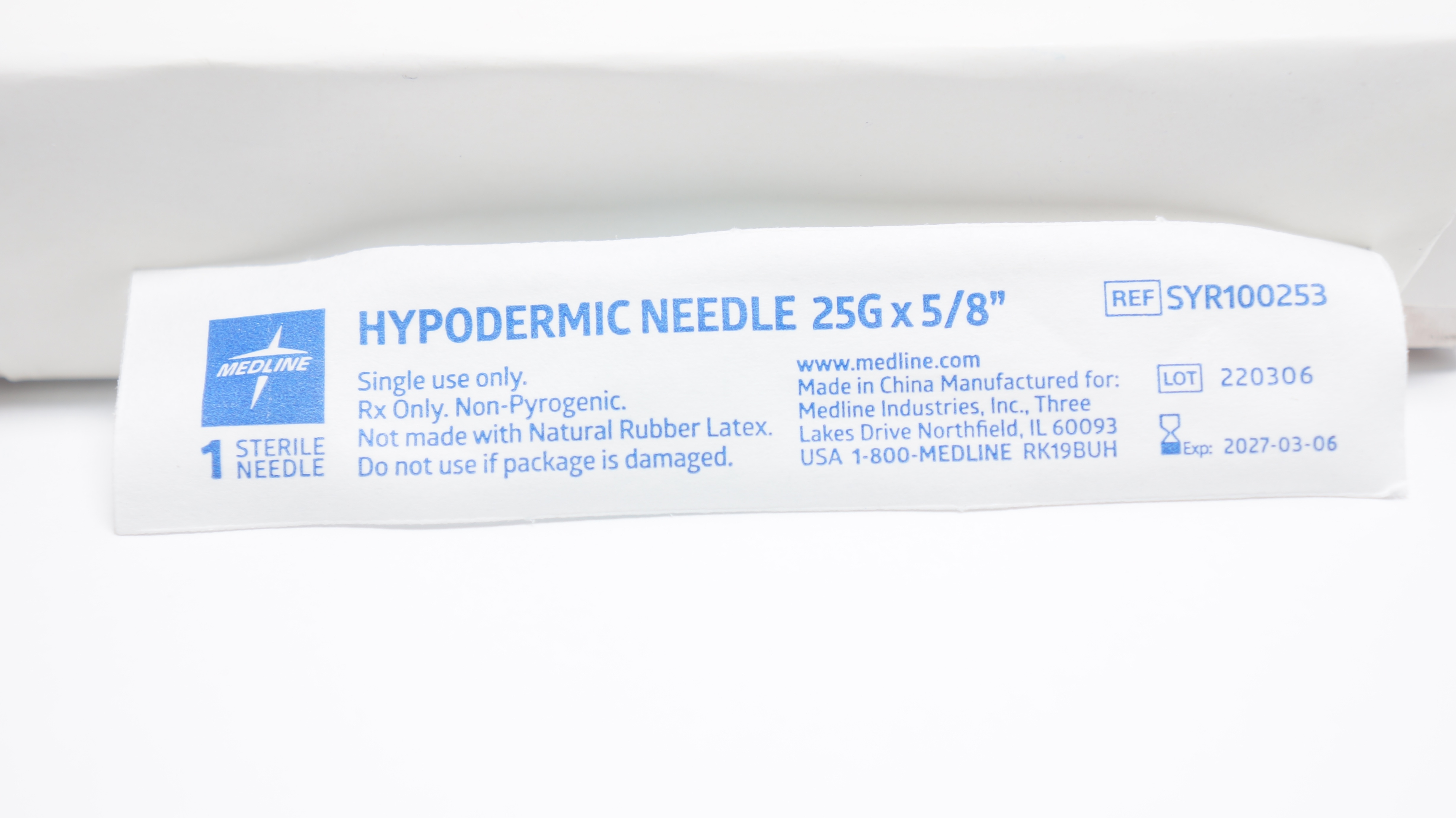 Medline SYR100253 Hypodermic Ndle 25G X 5 8inch medline-syr100253-hypodermic-ndle-25g-x-5-8inch