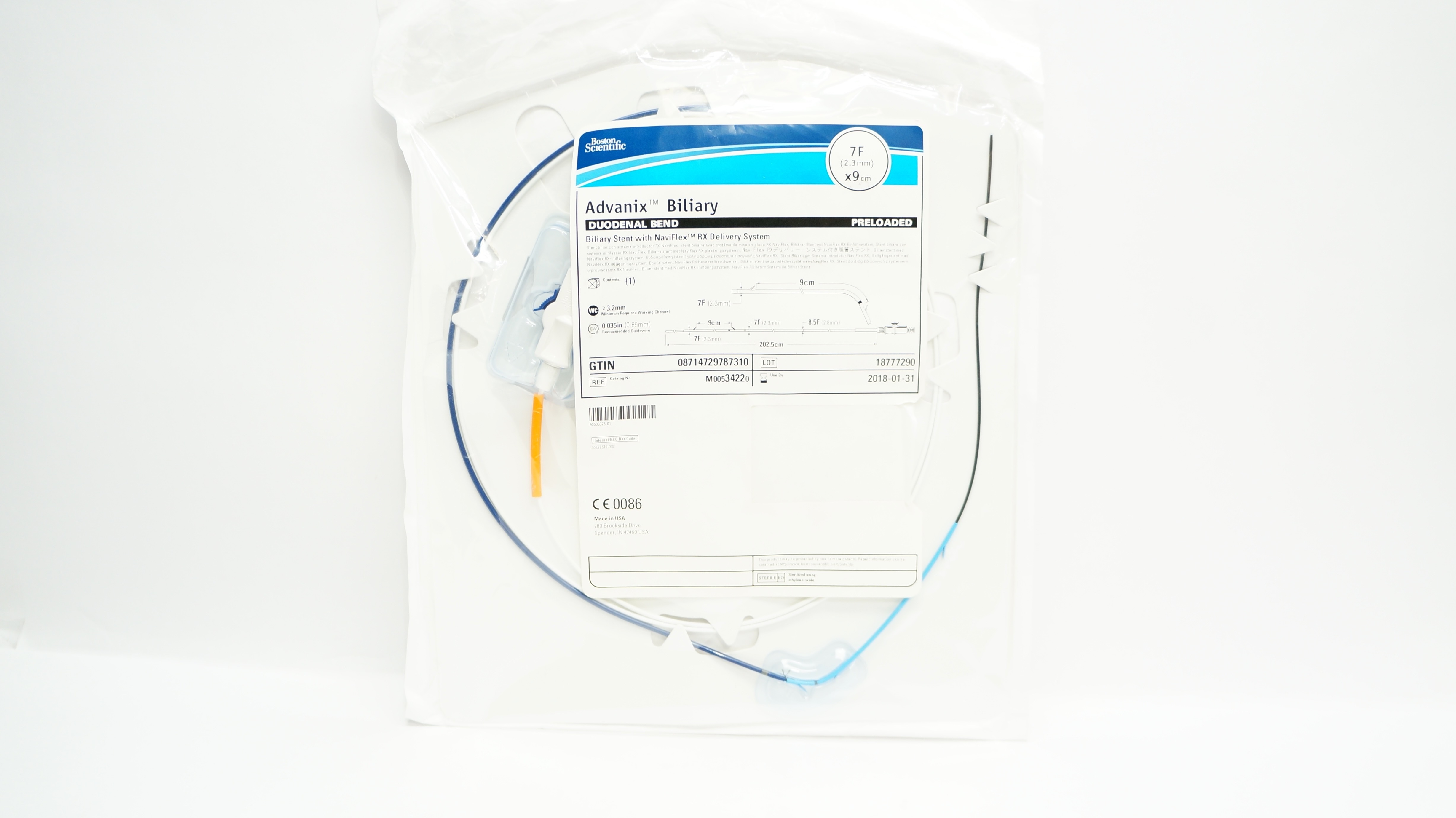 Boston Scientific M00534220 Advanix Biliary Duodenal Bend Stnt 7F x 9cm (x)