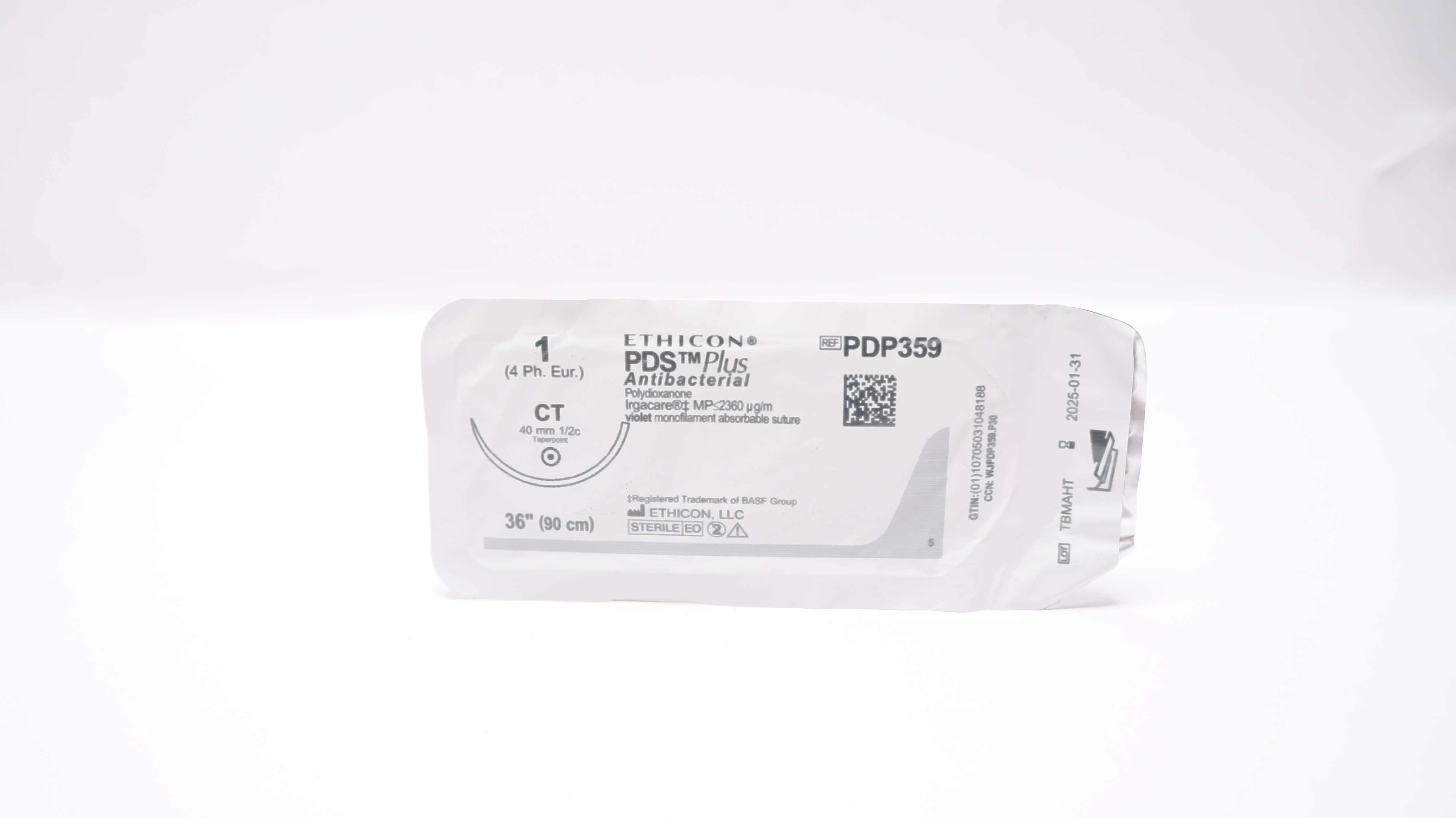 Ethicon PDP359 1 PDS Plus, CT, 40mm 1/2c Taper, 36inch
