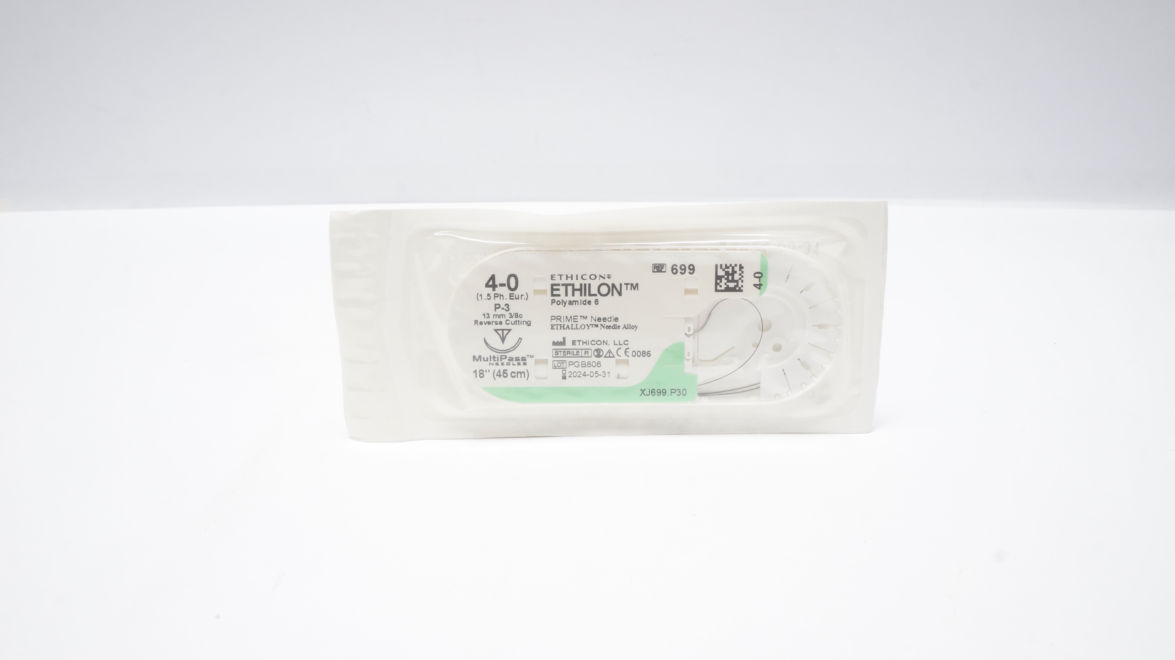 Ethicon 699 4-0 ETHILON Stre P-3 13mm 3/8c Reverse Cutting, 18inch (x)